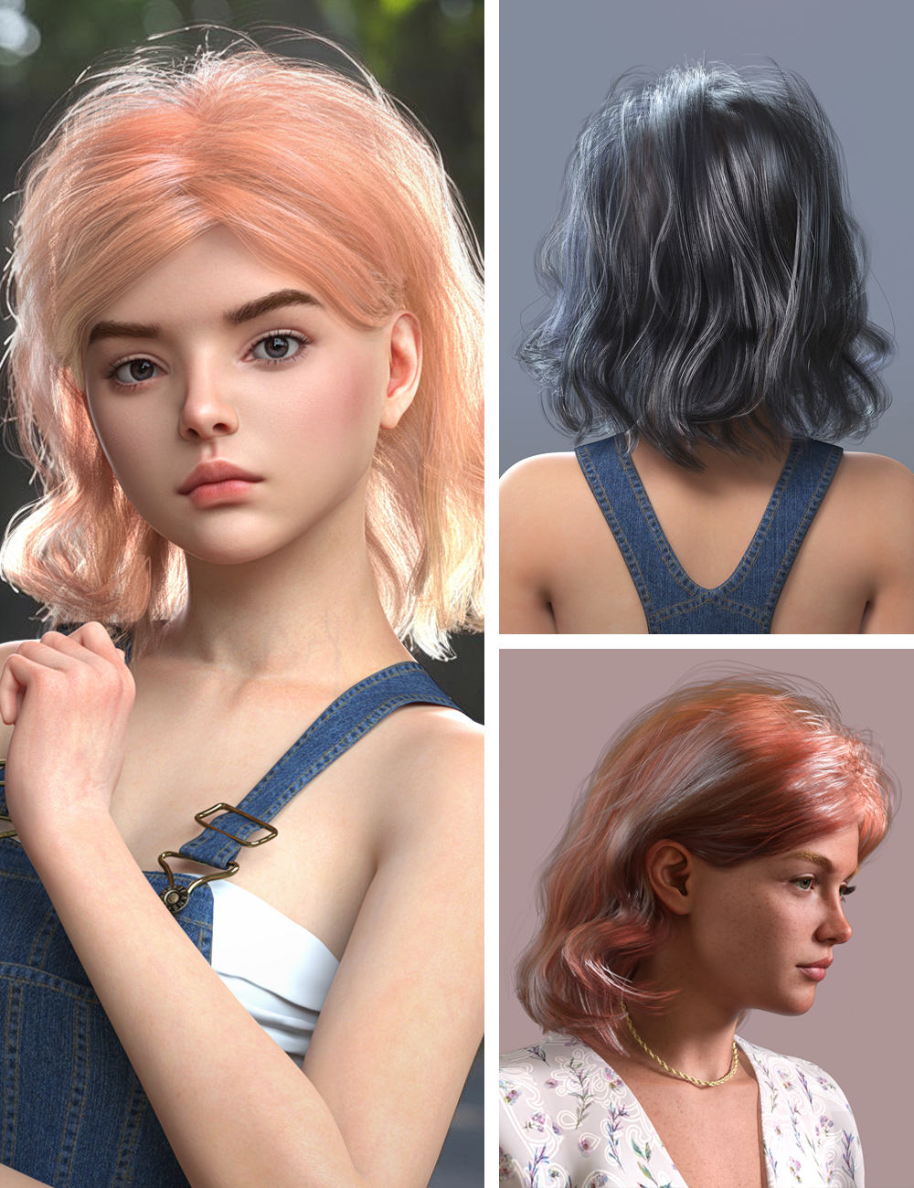 dForce Shirlie Hair for Genesis 9 by: Magic Brush, 3D Models by Daz 3D