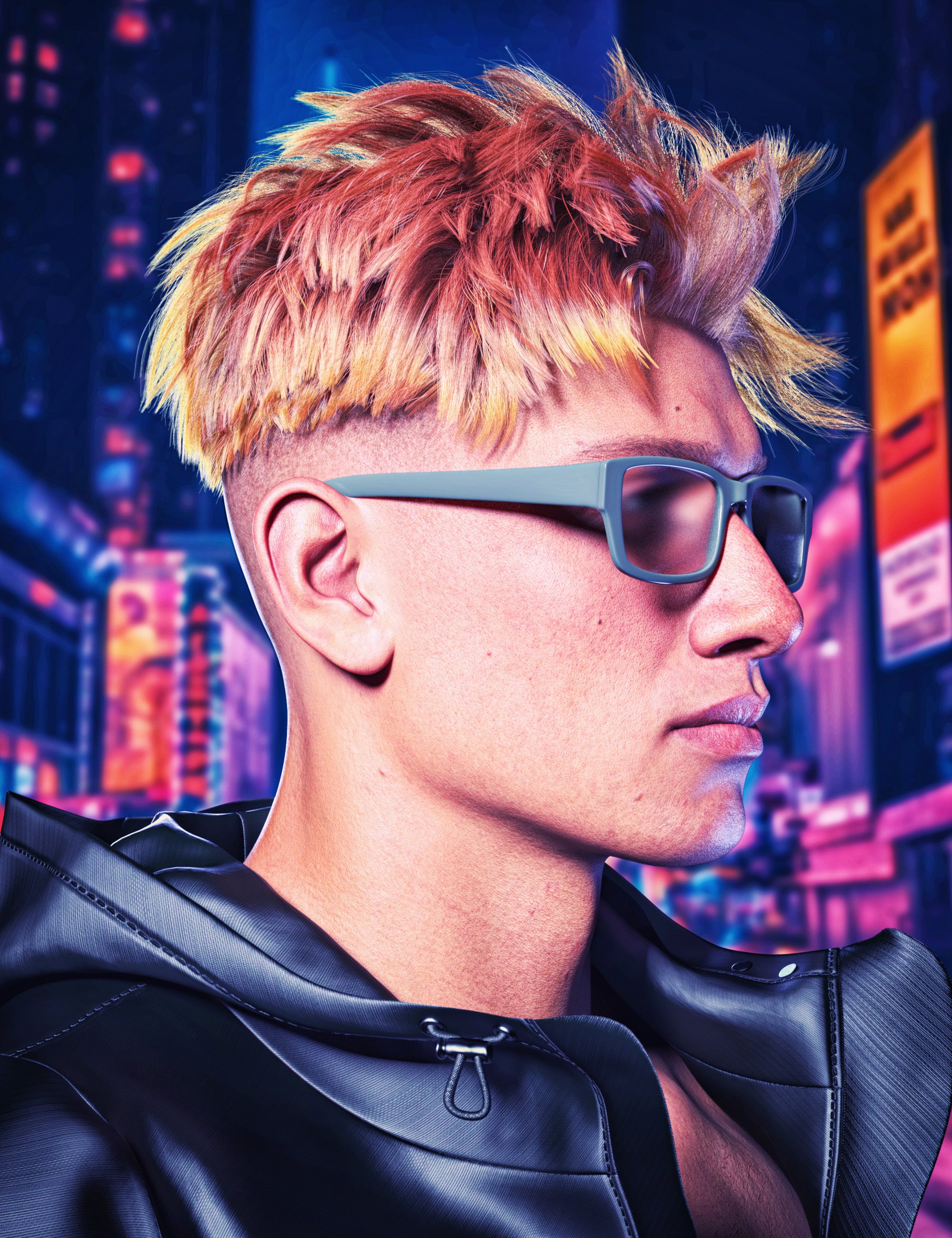 dForce Strand-Based FE Classical Undercut Hair for Genesis 9 by: FeSoul, 3D Models by Daz 3D