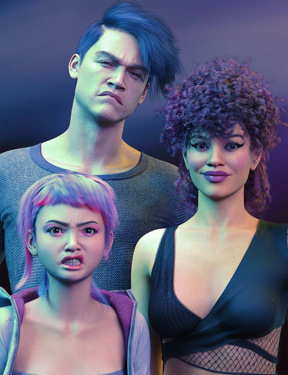 PTF Punkittude Expressions for Genesis 9 by: PixelTizzyFit, 3D Models by Daz 3D
