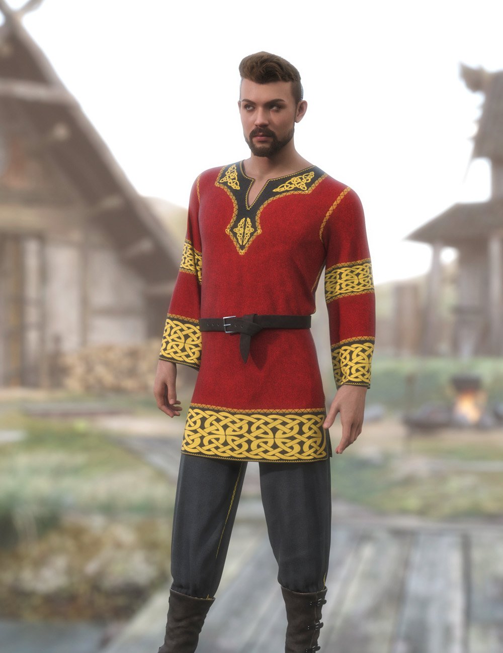 dForce GH Stonebrook Tunic Outfit for Genesis 9 and 8 Male by: Grohotes, 3D Models by Daz 3D