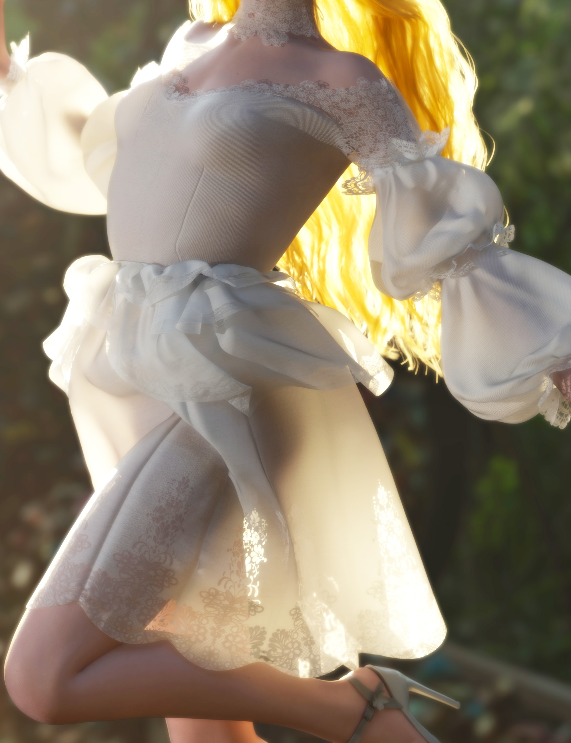 dForce Princess Series Elven Floral Dress by: Princess, 3D Models by Daz 3D