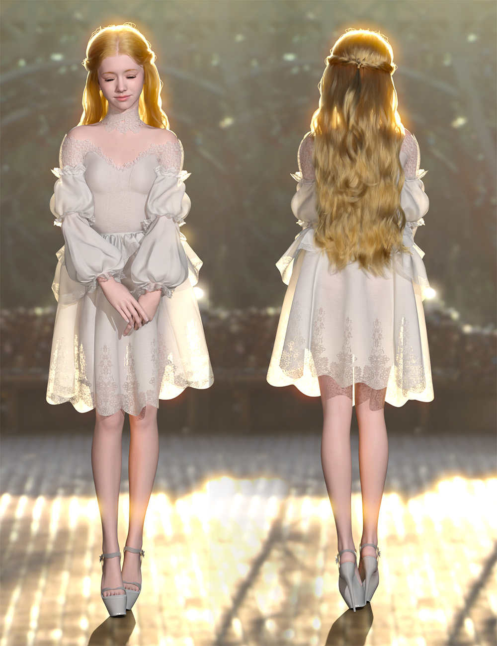 Princess Series Elven Hair and Dress Bundle by: Princess, 3D Models by Daz 3D
