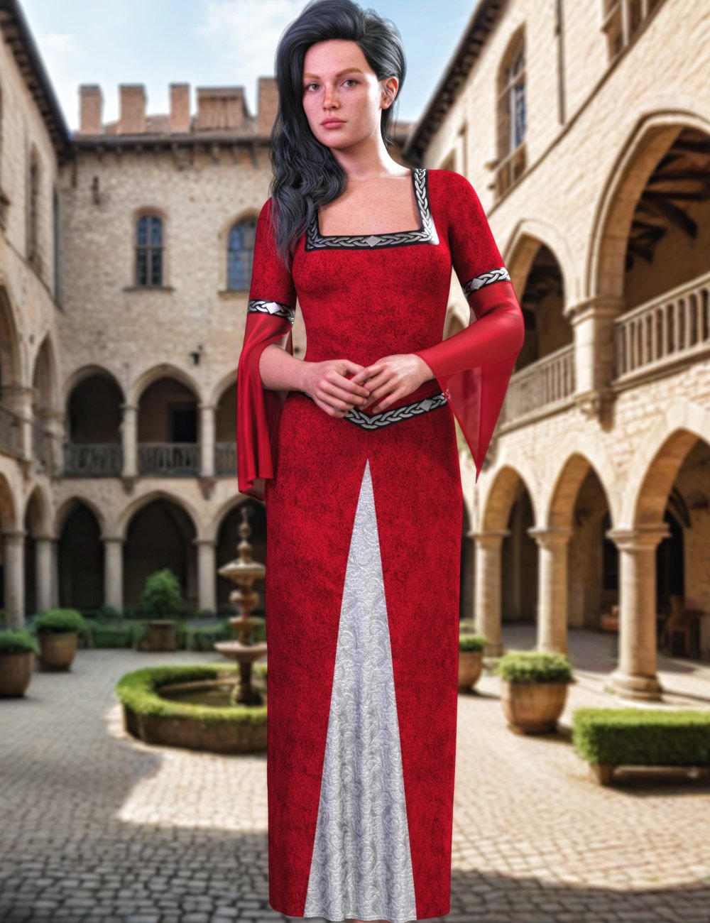 JMR dForce Arianne Medieval Dress for Genesis 9 and 8 Female by: JaMaRe, 3D Models by Daz 3D