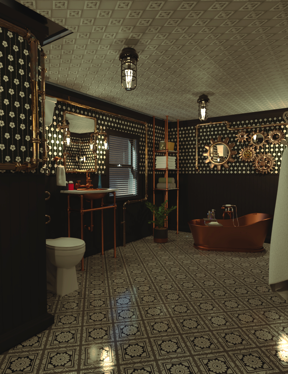 Steampunk Bathroom by: PerspectX, 3D Models by Daz 3D