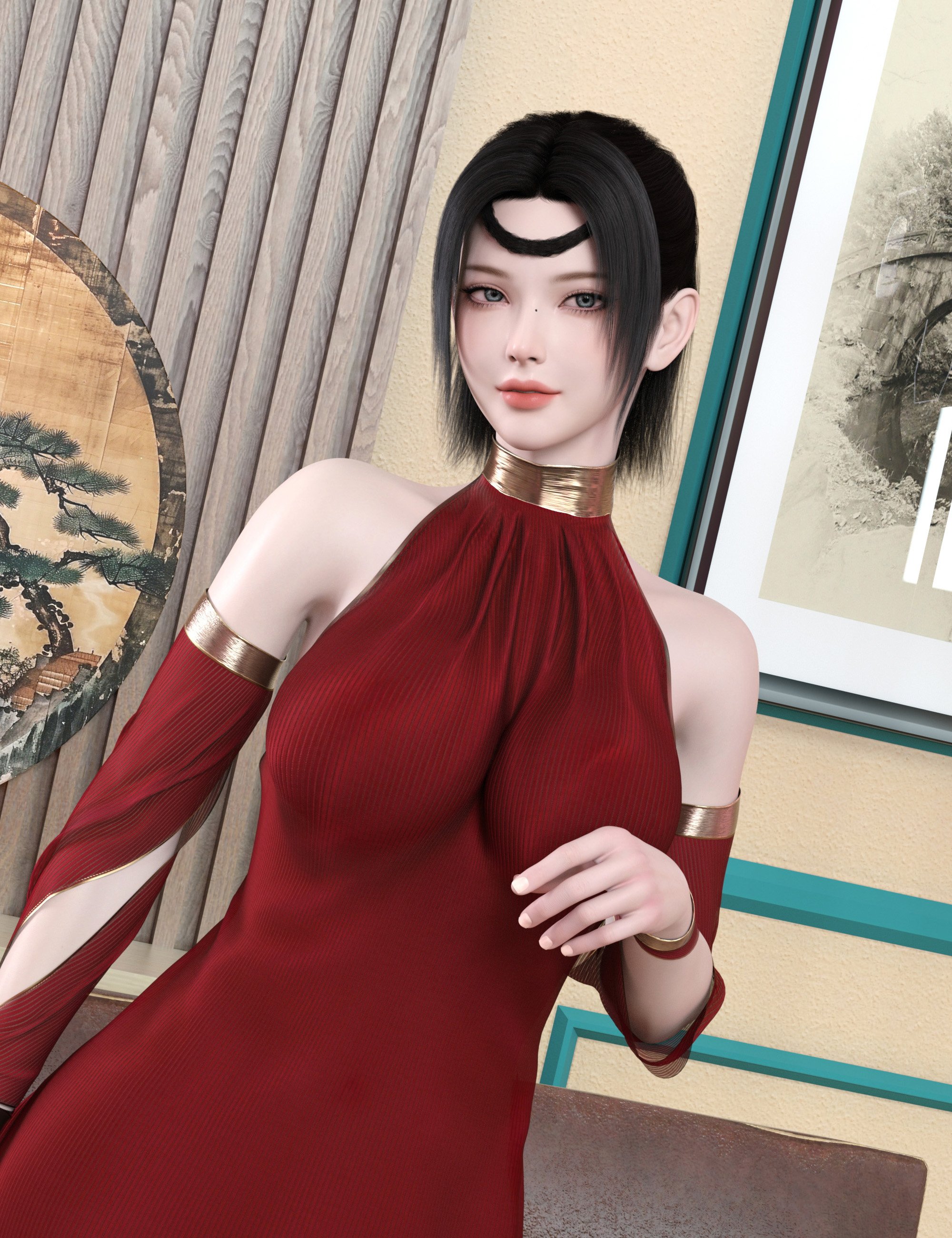 Noki Crescent String Bun for Genesis 9 by: Noki Saki, 3D Models by Daz 3D
