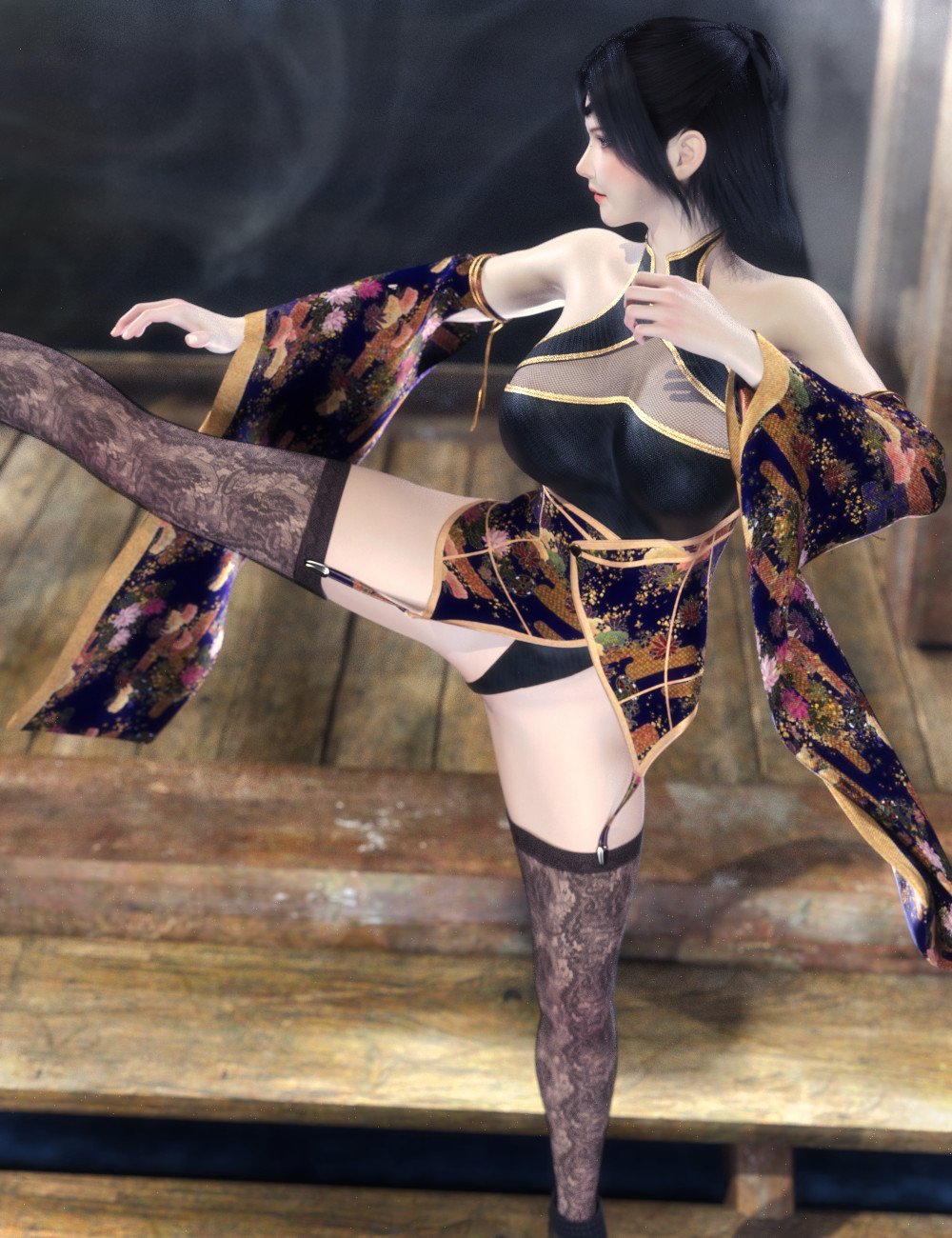 dForce Yulynn Outfit for Genesis 9 by: tentman, 3D Models by Daz 3D