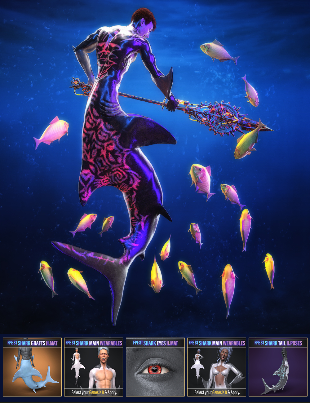 FPE Shark Tail for Genesis 9 by: FenixPhoenixEsid, 3D Models by Daz 3D