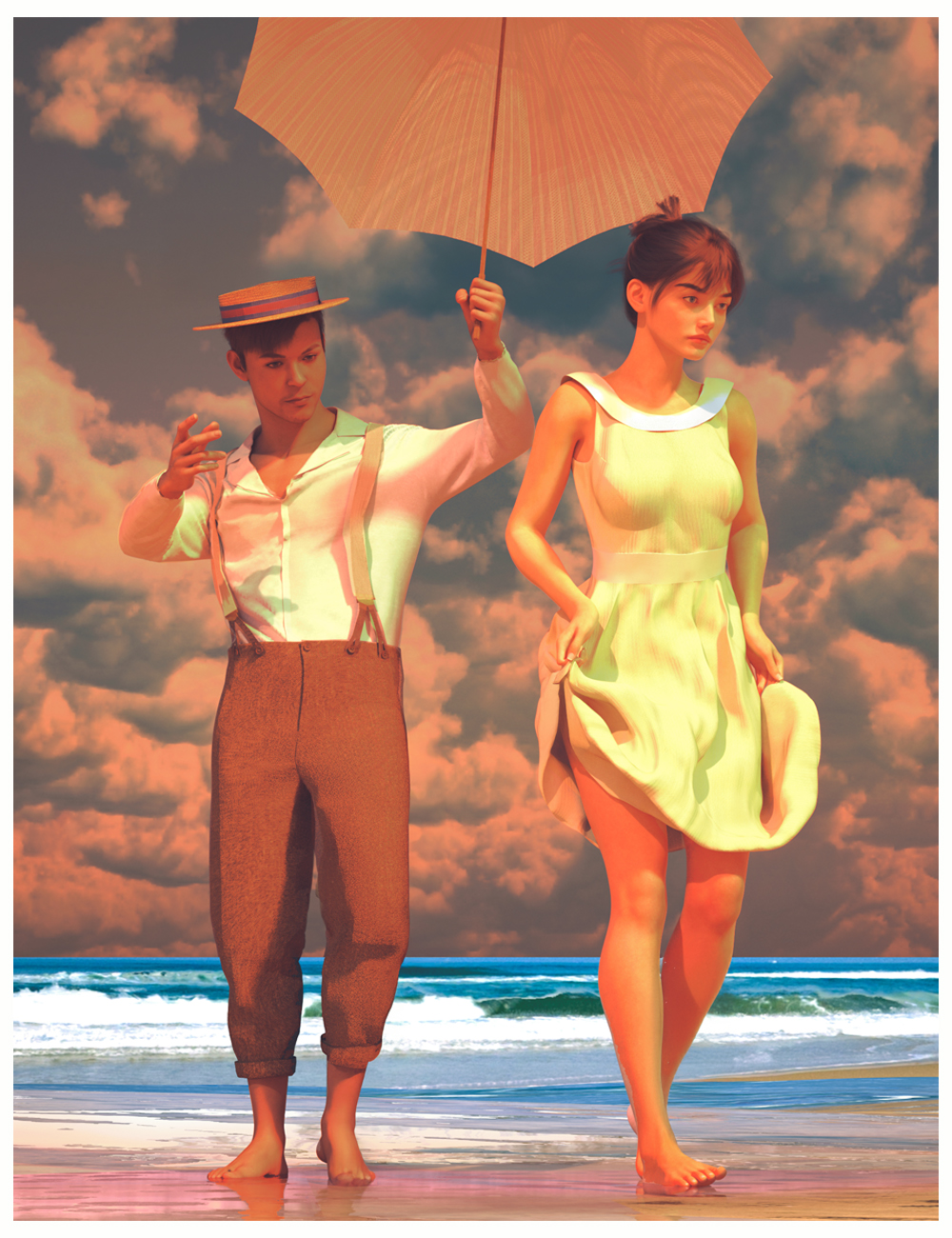 Golden Stillness Outfit Bundle for Genesis 9 by: Ansiko, 3D Models by Daz 3D