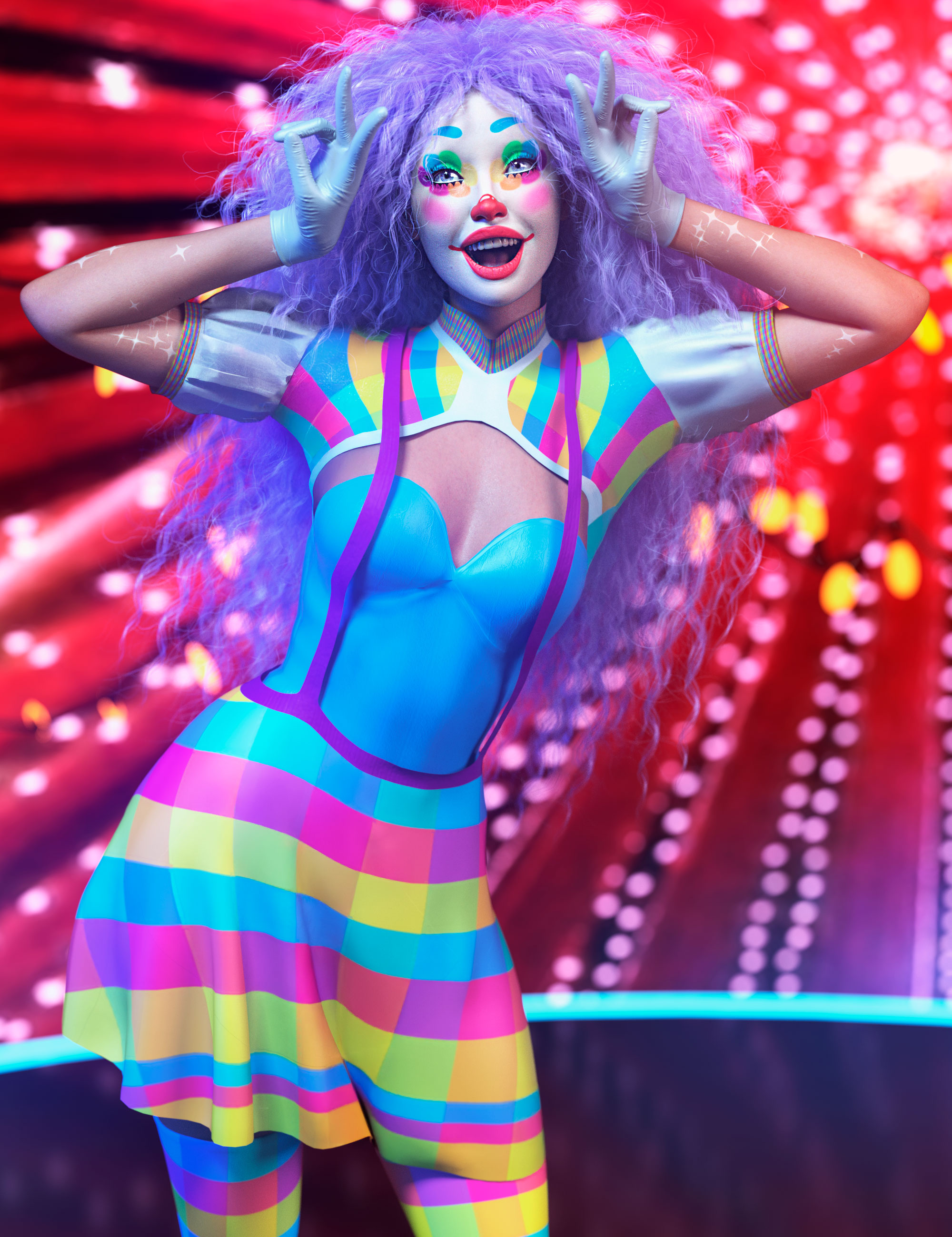 Carnival Chaos LIE Makeup For Genesis 9 & Poses For Genesis 9 by: 3D SugarCosmoXpression, 3D Models by Daz 3D
