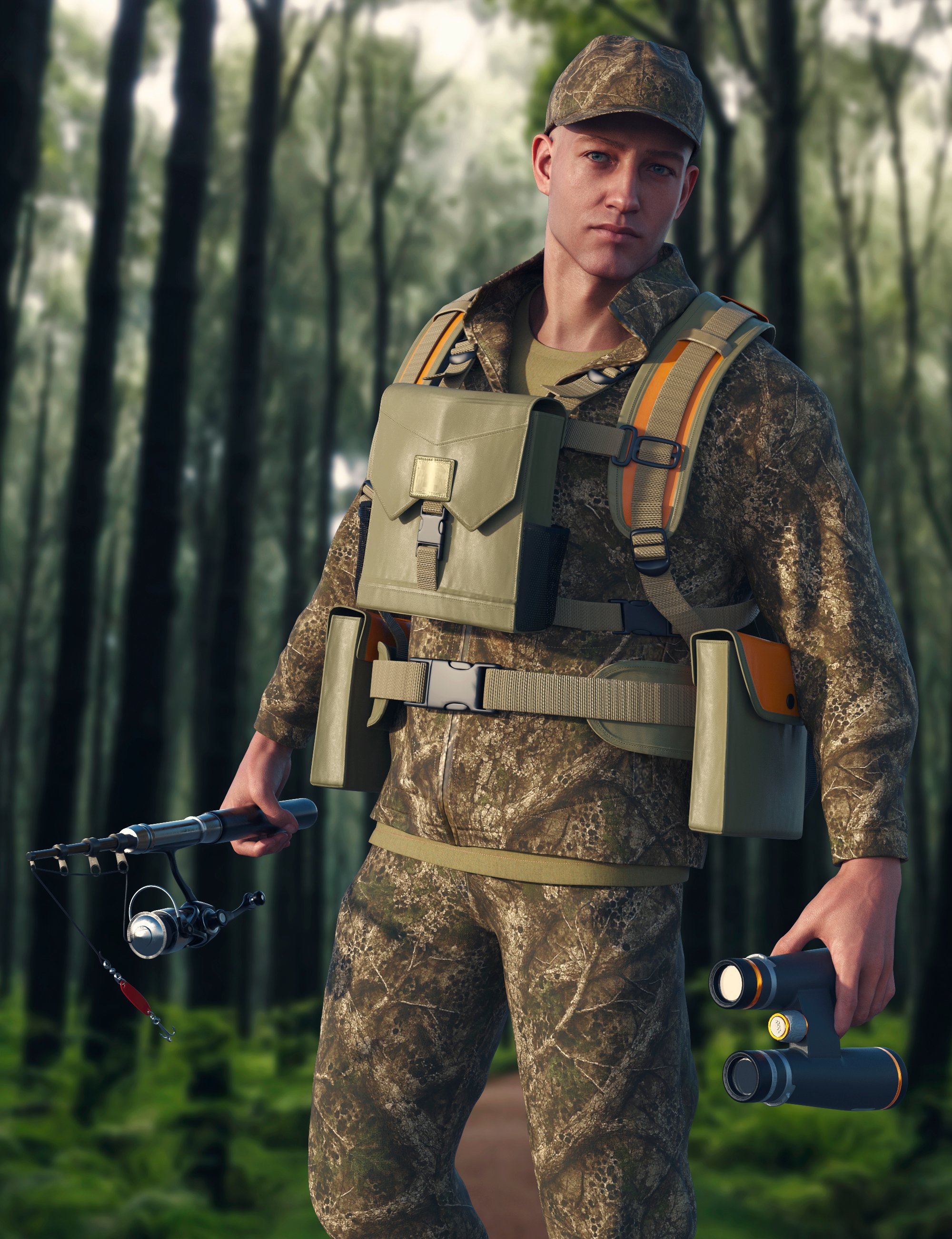 Adventure Hunter Vest for Genesis 9 by: fjaa3d, 3D Models by Daz 3D