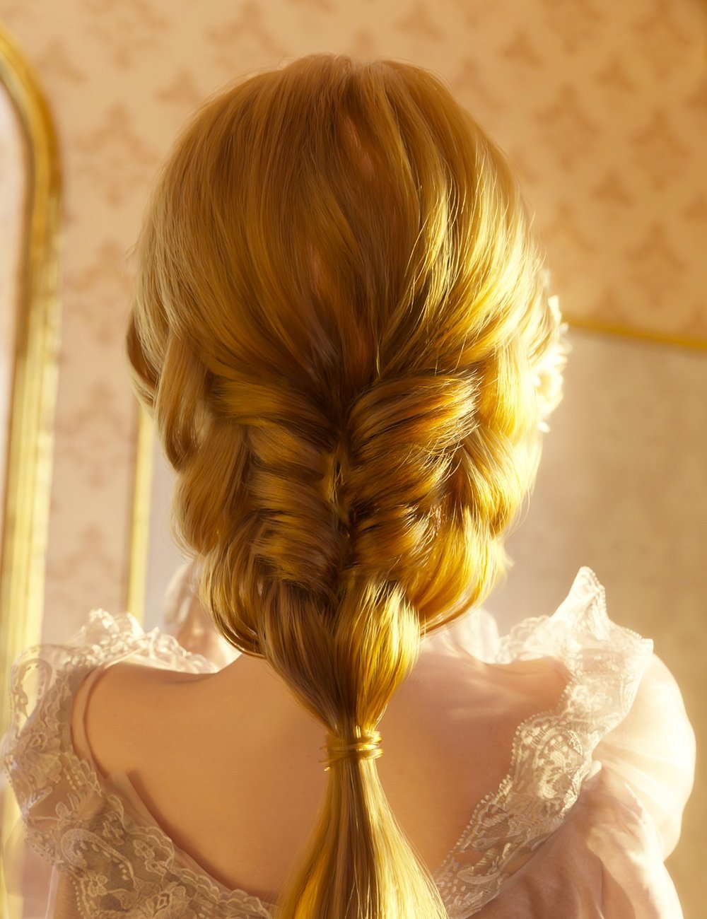 dForce Princess Series Braided Ponytail for Genesis 9 by: Princess, 3D Models by Daz 3D