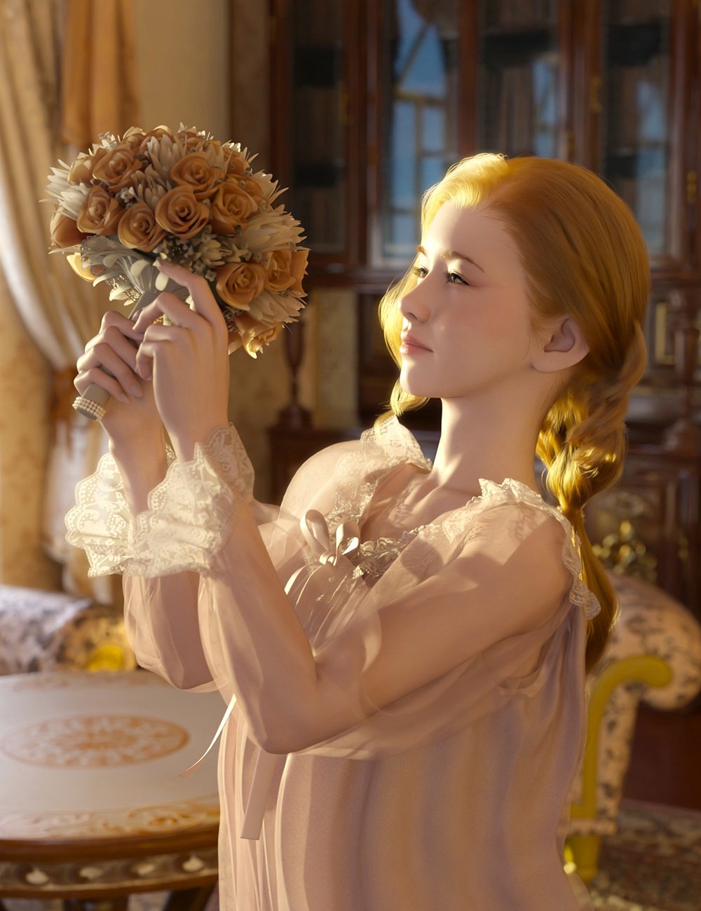 dForce Princess Series Dreamy Nightgown for Genesis 9 by: Princess, 3D Models by Daz 3D