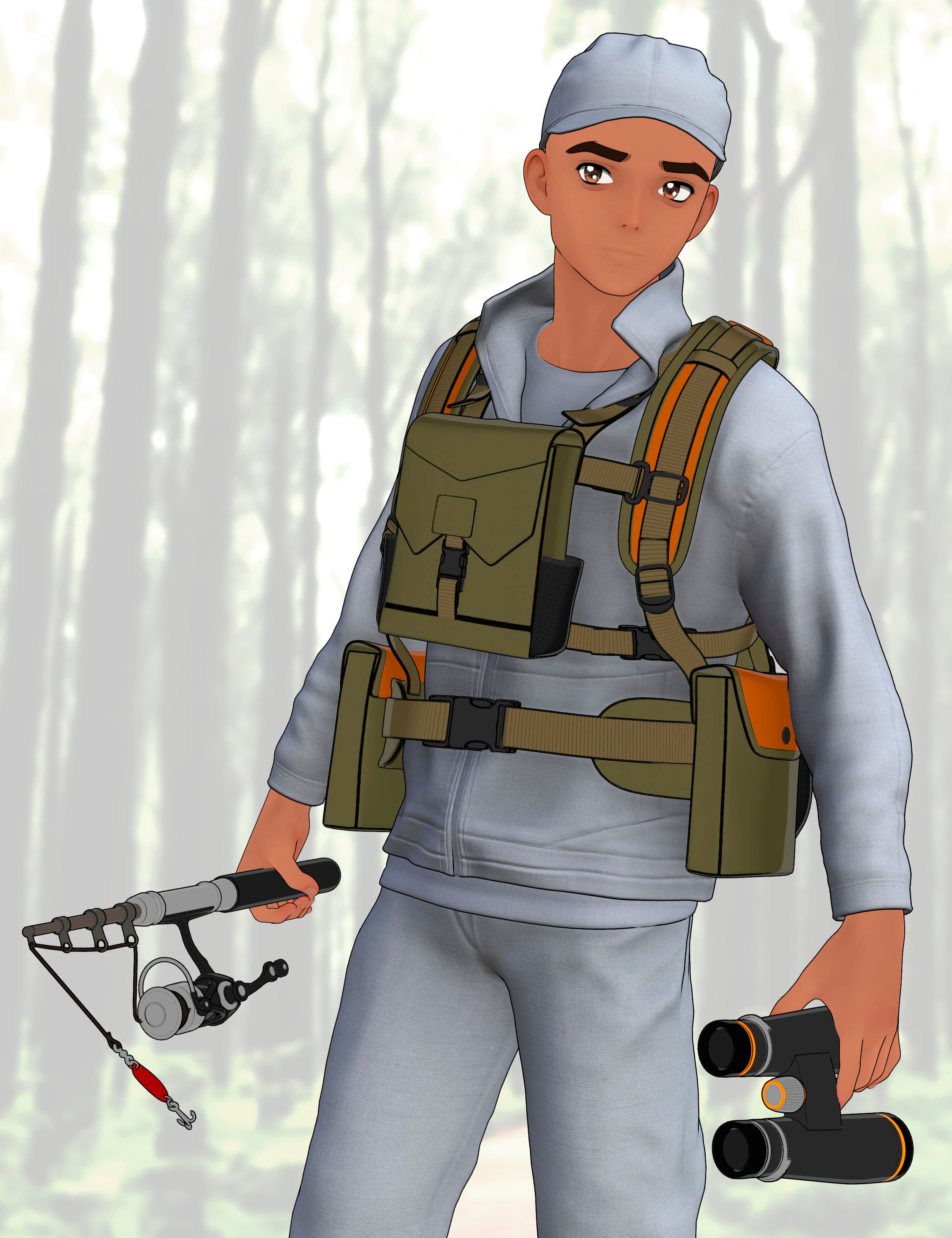 Adventure Hunter Vest Toon for Genesis 9 by: fjaa3d, 3D Models by Daz 3D