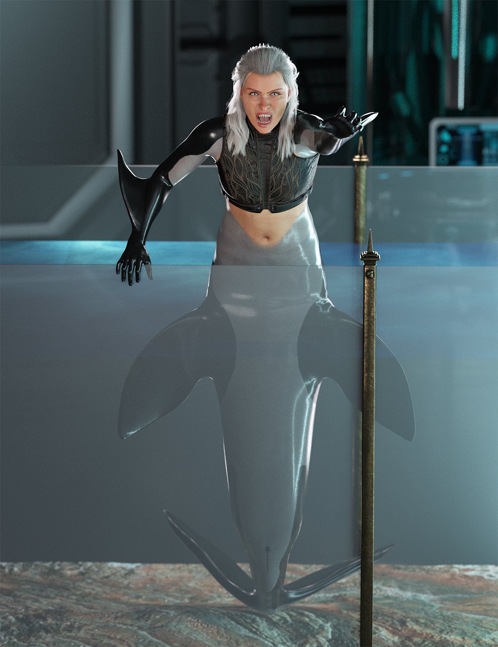Natens Old Water Tank and Pet Orca Poses for FPE Shark Tail Orca Add On by: EnsaryNathy Design, 3D Models by Daz 3D