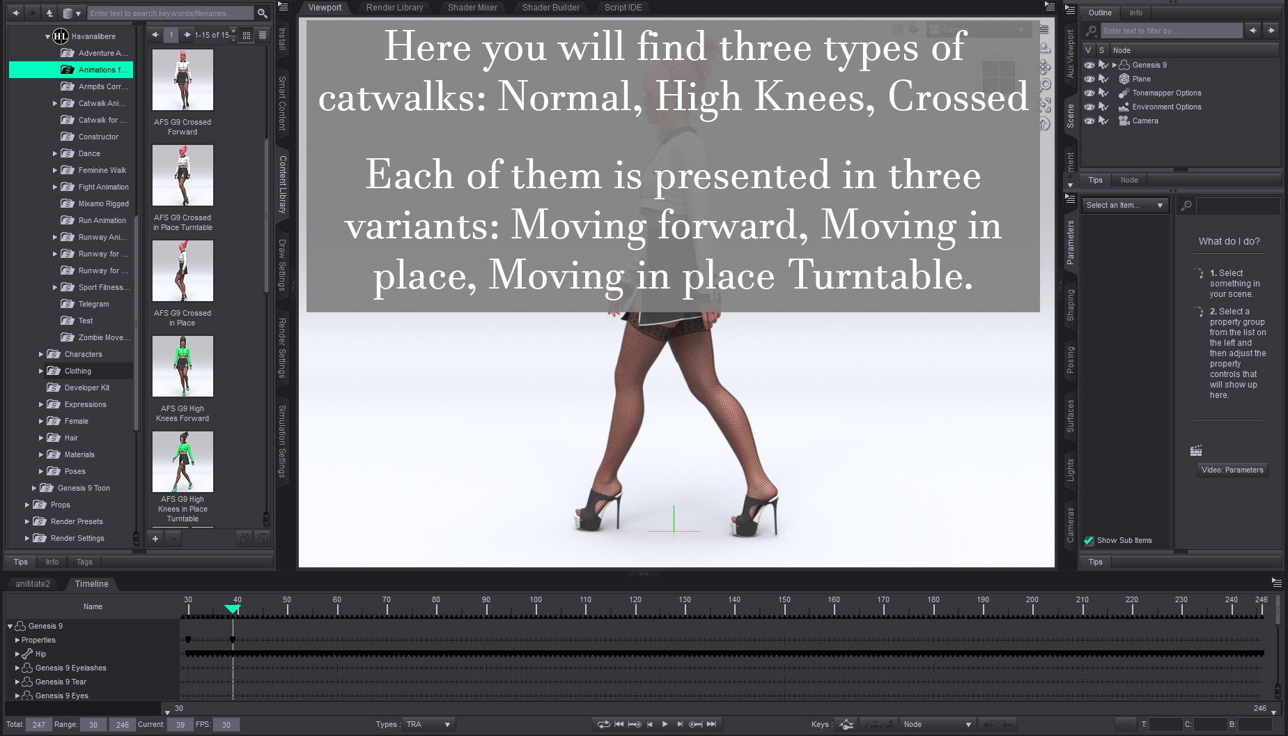 Animations for Fashion Shows for Genesis 9, 8 and 8.1 Female