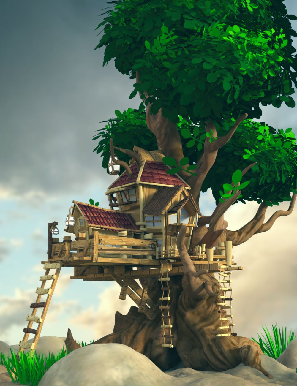 GNBD Fairy Tree House 1 by: Giko, 3D Models by Daz 3D