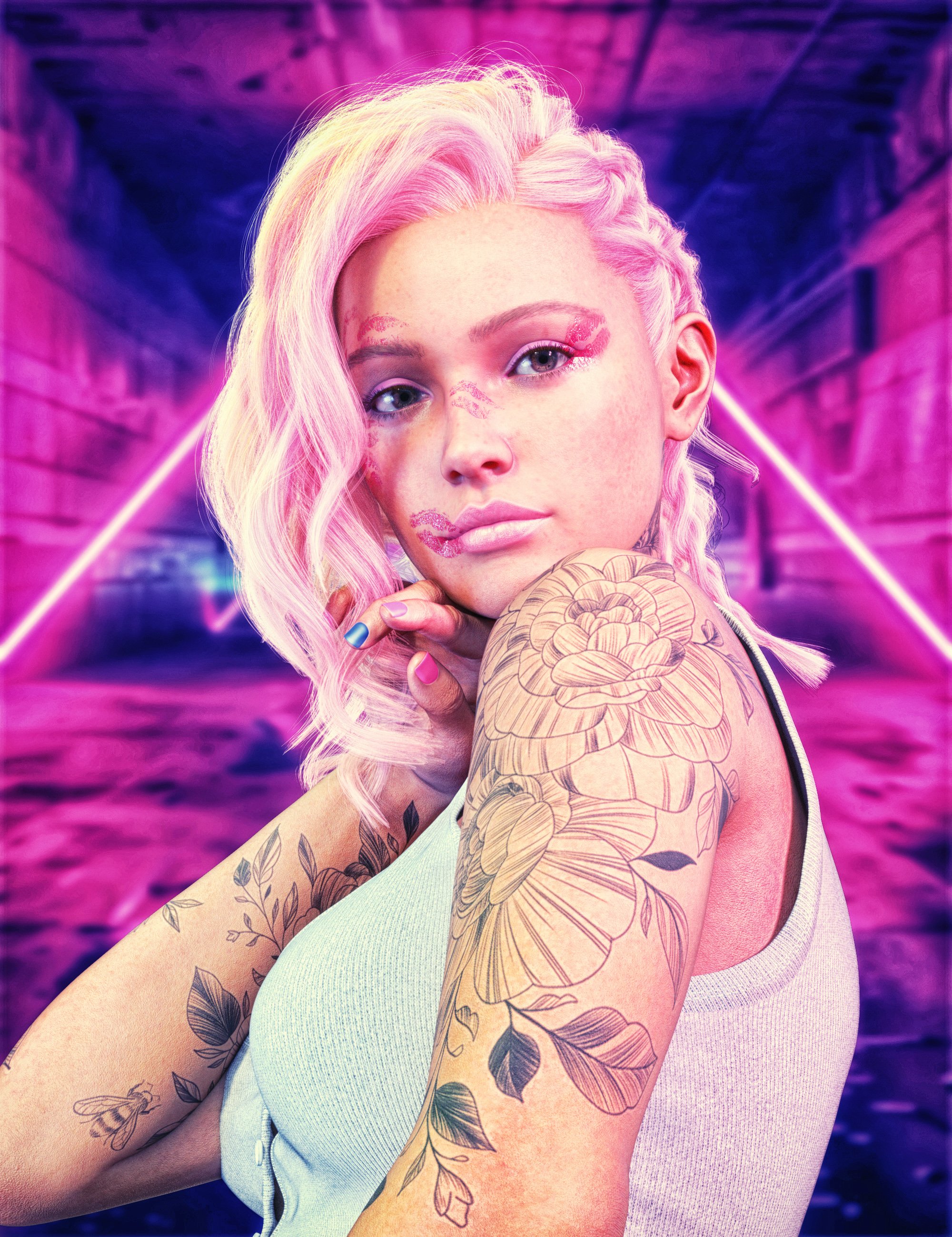 dForce Strand-Based FE Cyberpunk Hair for Genesis 9