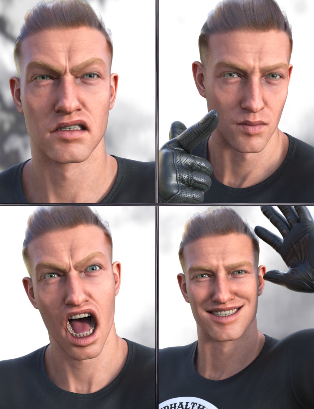 JW Manly Expressions for Julian 9 by: JWolf, 3D Models by Daz 3D