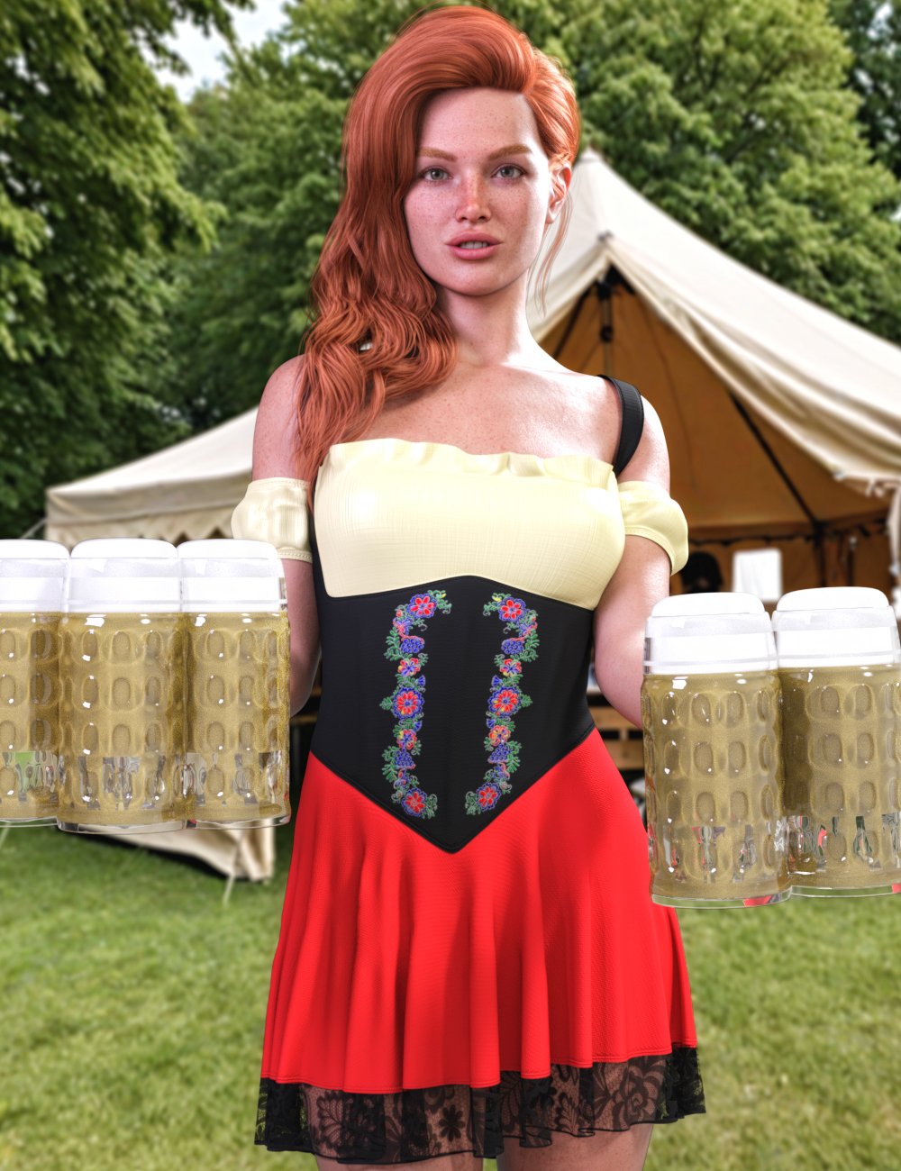 JMR dForce Oktoberfest Dress for Genesis 9 and 8 Female by: JaMaRe, 3D Models by Daz 3D