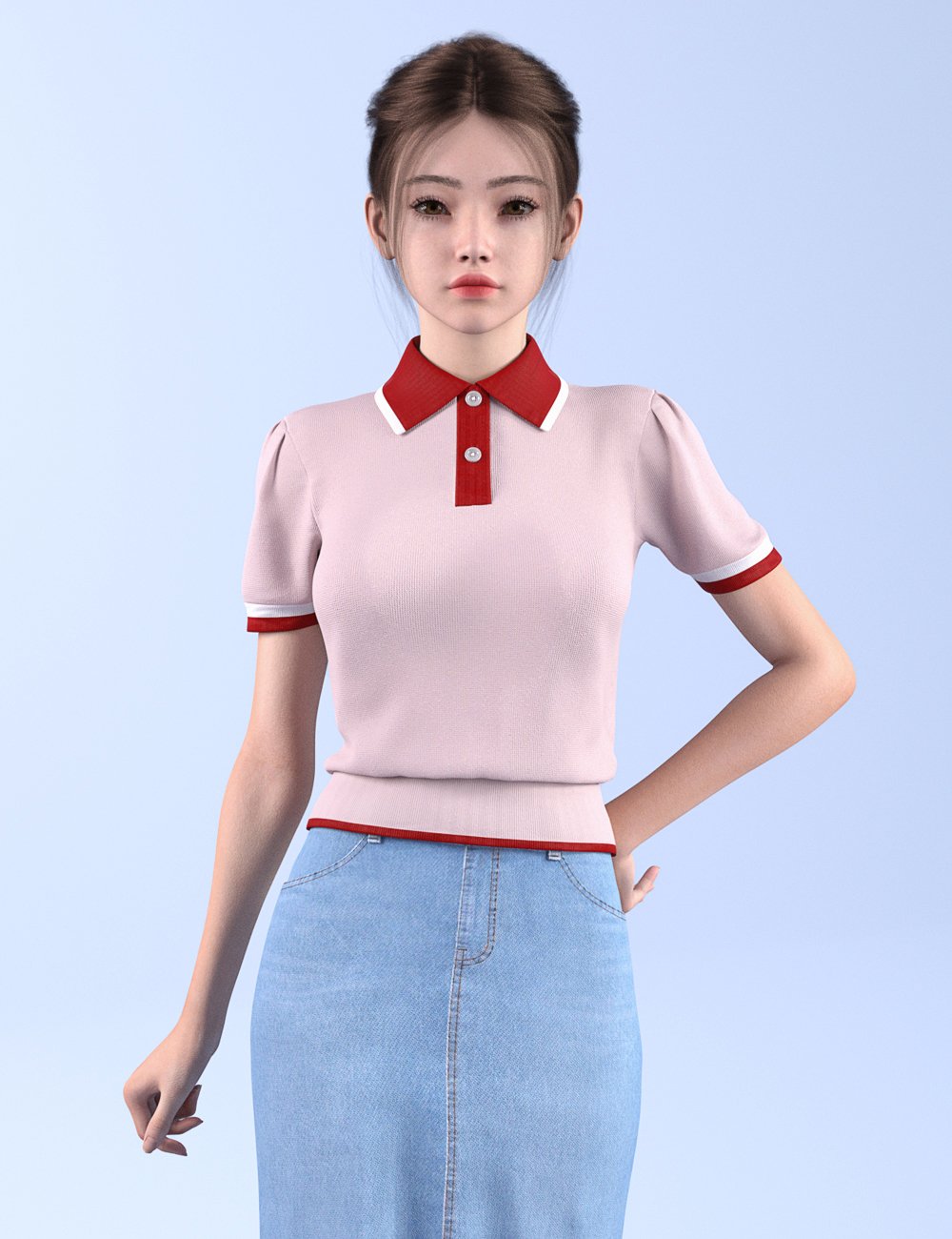 dForce HnC25 Denim Longskirt Outfit for Genesis 9 by: IH Kang, 3D Models by Daz 3D