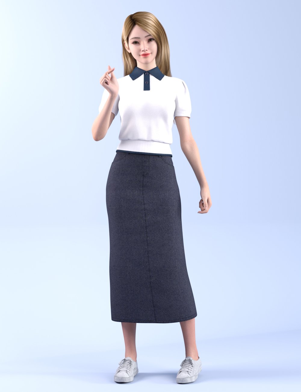 dForce HnC25 Denim Longskirt Outfit for Genesis 9