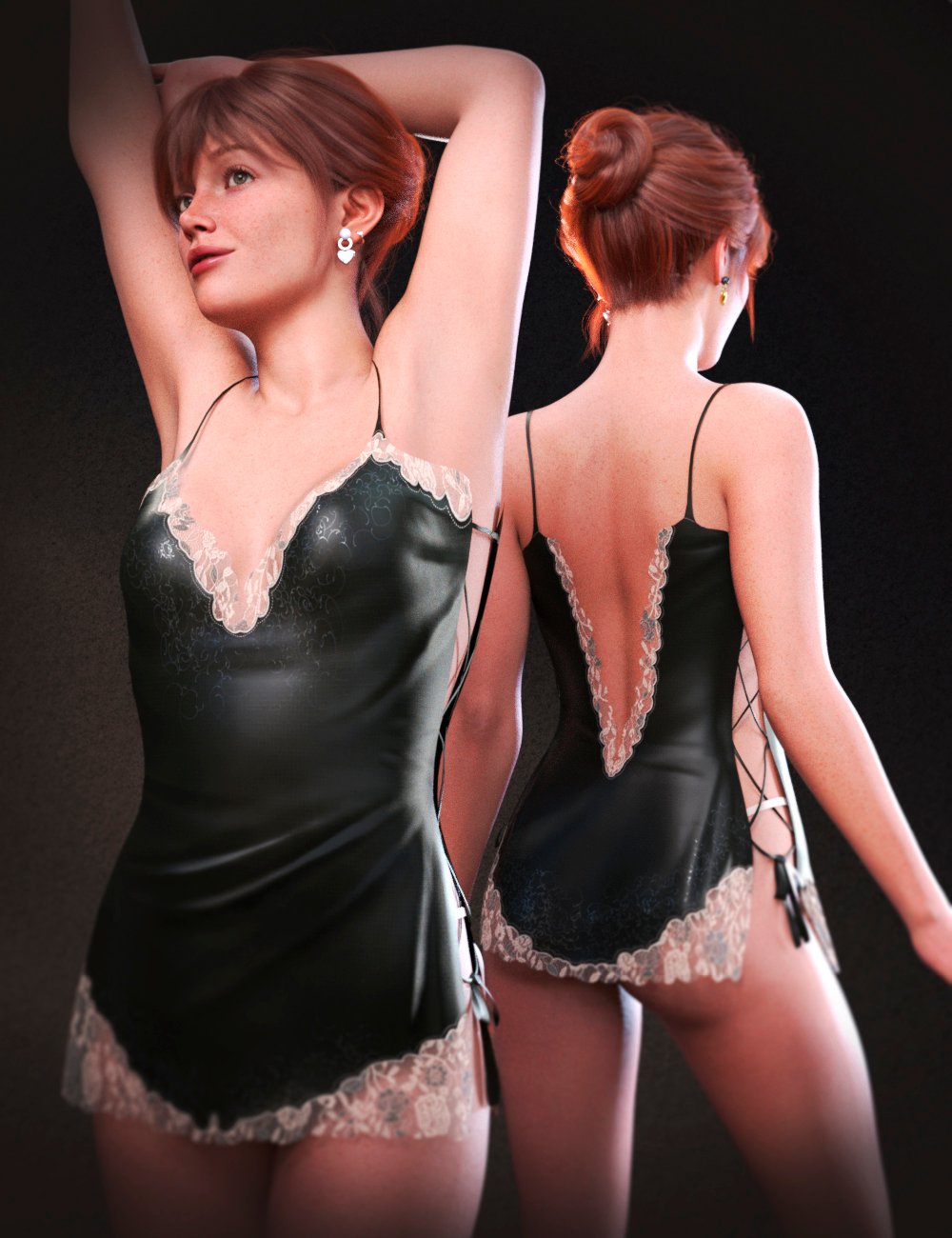 dForce LA Nightwear Dress for Genesis 9 and 8 Female by: Laia, 3D Models by Daz 3D