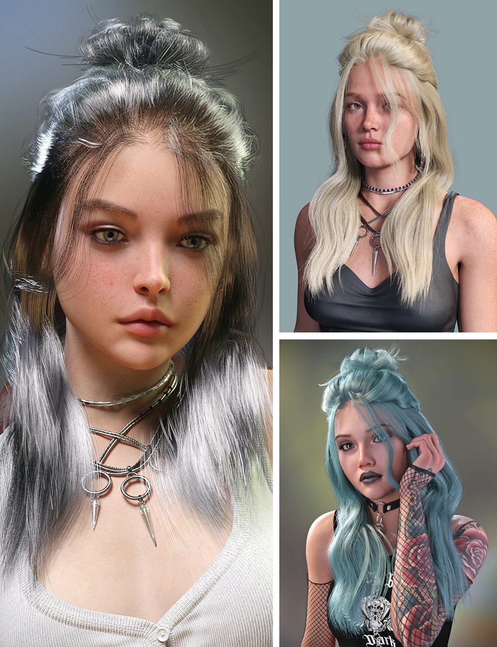 dForce Venie Hair for Genesis 9 by: Magic Brush, 3D Models by Daz 3D