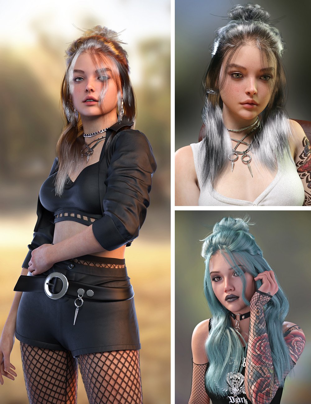 dForce Venie Hair and MB Venie for Genesis 9 Feminine by: Magic Brush, 3D Models by Daz 3D