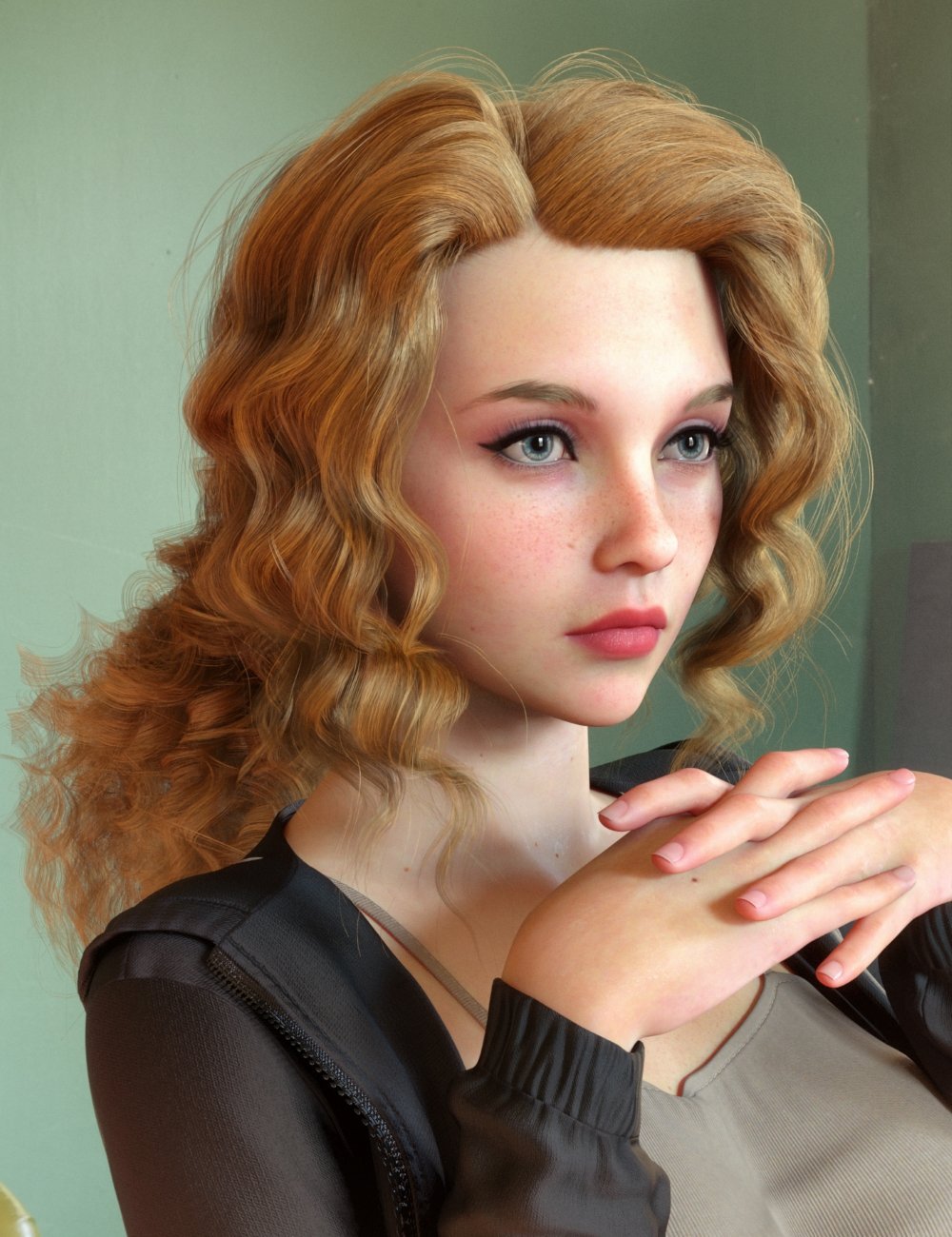 dForce CS Lisa Hair for Genesis 9 by: ClericSecond-Circle, 3D Models by Daz 3D