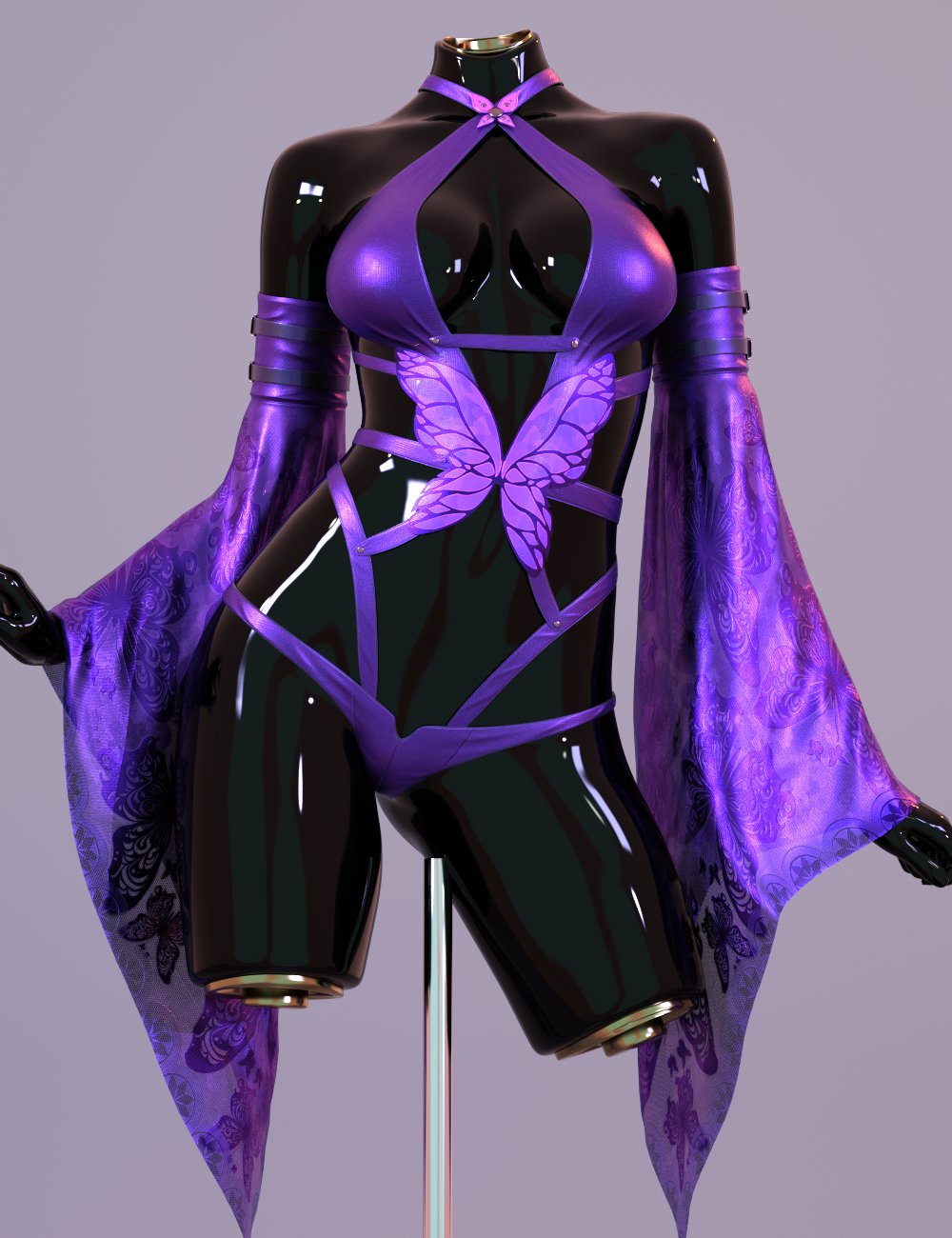 dForce HM Papillonix Outfit for Genesis 9 by: HM, 3D Models by Daz 3D