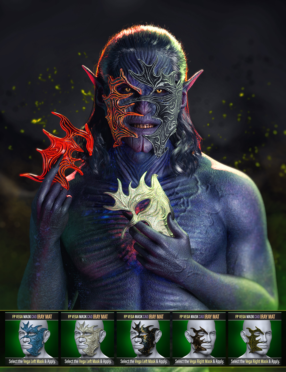FP Corruption AddOn for NDFP Vega Mask for Genesis 9 by: FenixPhoenix, 3D Models by Daz 3D