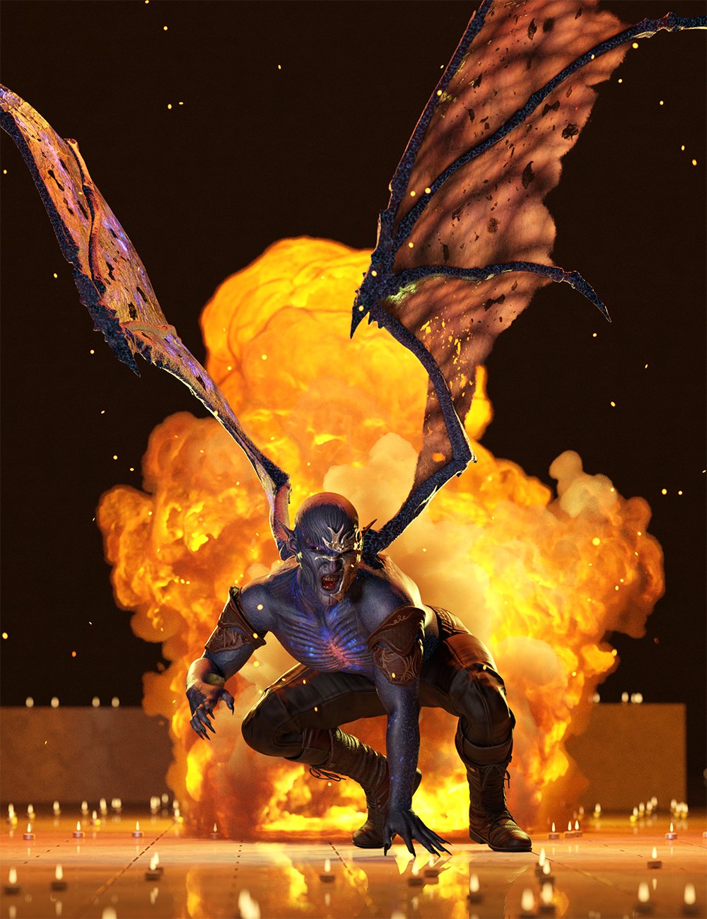 Demonic Hierarchical Poses for Vega Demon and Tara Wings by: Ensary, 3D Models by Daz 3D
