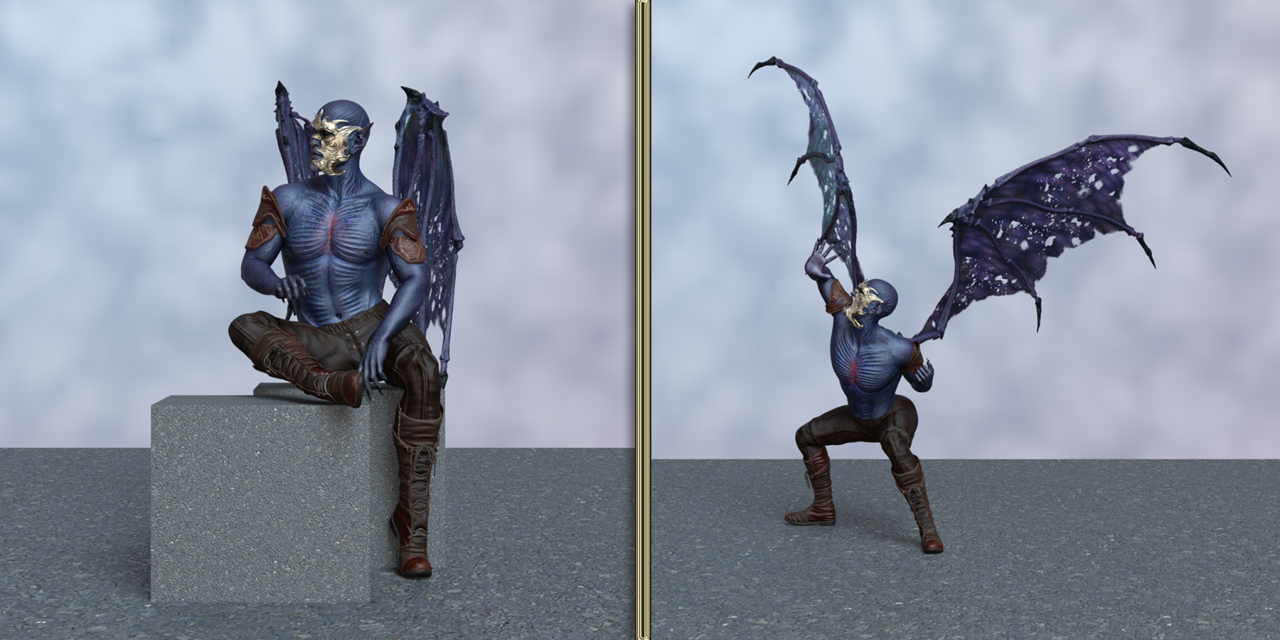 Demonic Hierarchical Poses for Vega Demon and Tara Wings | Daz 3D
