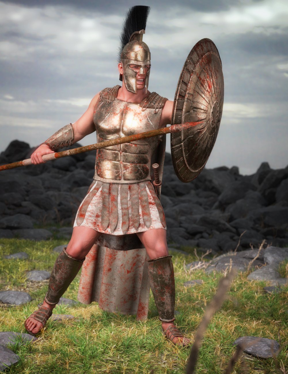 MD Hoplite Armor Blood, Dirt and Scratches LIEs by: MikeD, 3D Models by Daz 3D