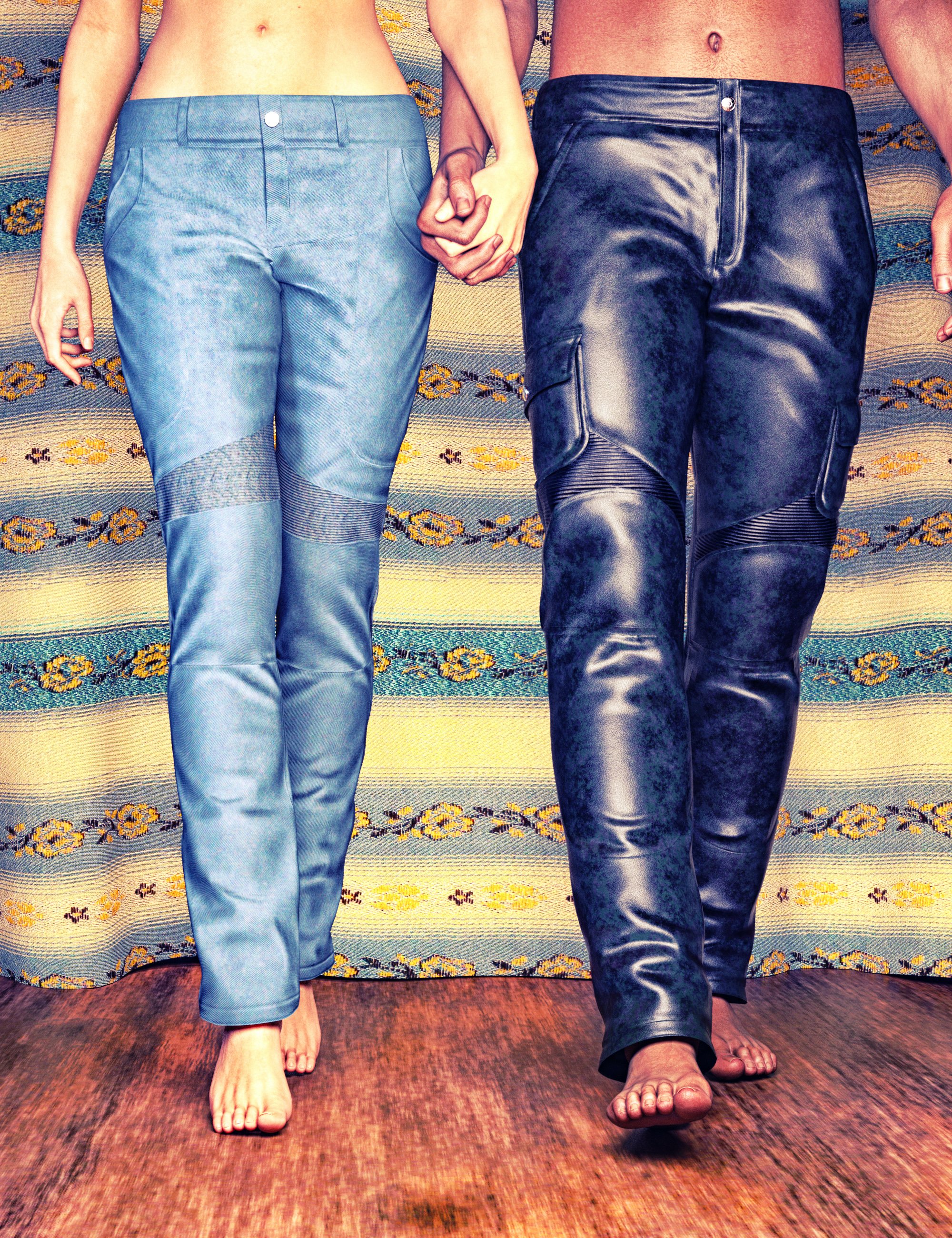 dForce X-Bit Motocycle Pants for Genesis 9 by: X-BIT, 3D Models by Daz 3D