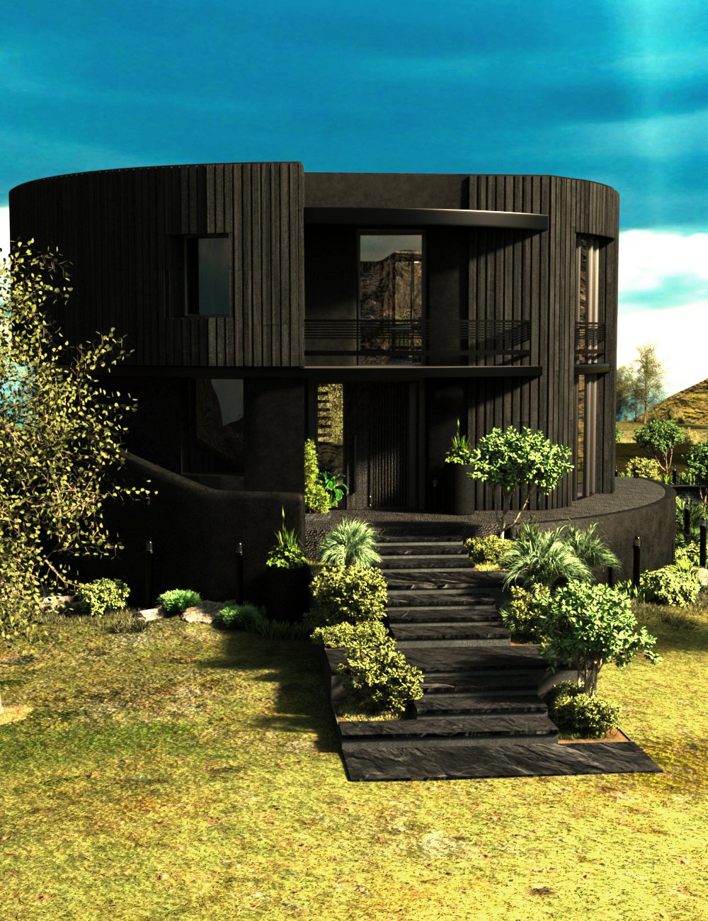 Black Round House by: 3DStyle, 3D Models by Daz 3D