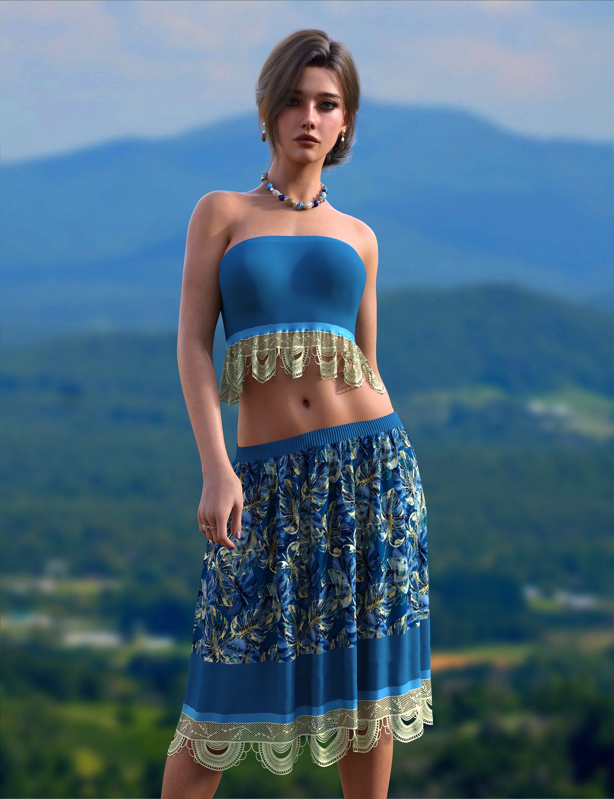 MbM dForce Bohemian Bliss Outfit for Genesis 9 by: Heatherlly, 3D Models by Daz 3D