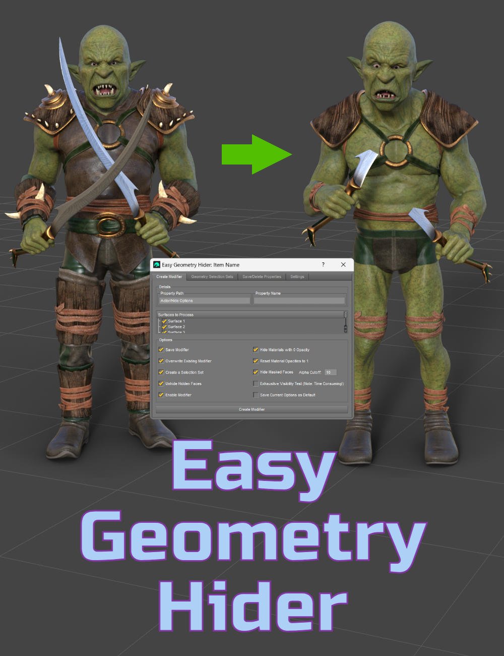 Easy Geometry Hider by: Utiltarian, 3D Models by Daz 3D