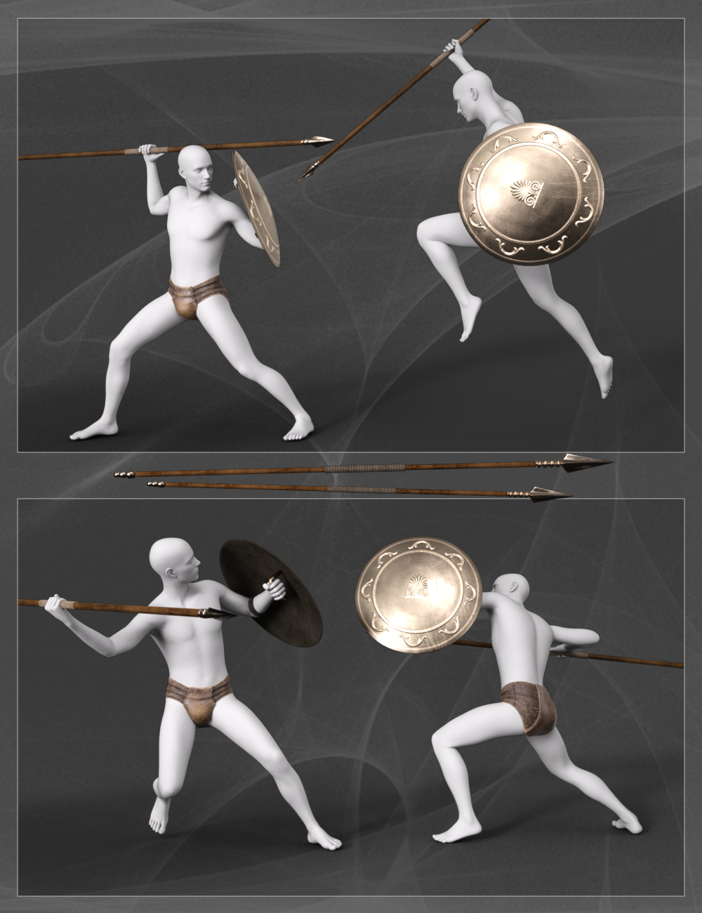 MD Greek Warriors Props and Poses for Genesis 8, 8.1 Males and 9 by: MikeD, 3D Models by Daz 3D
