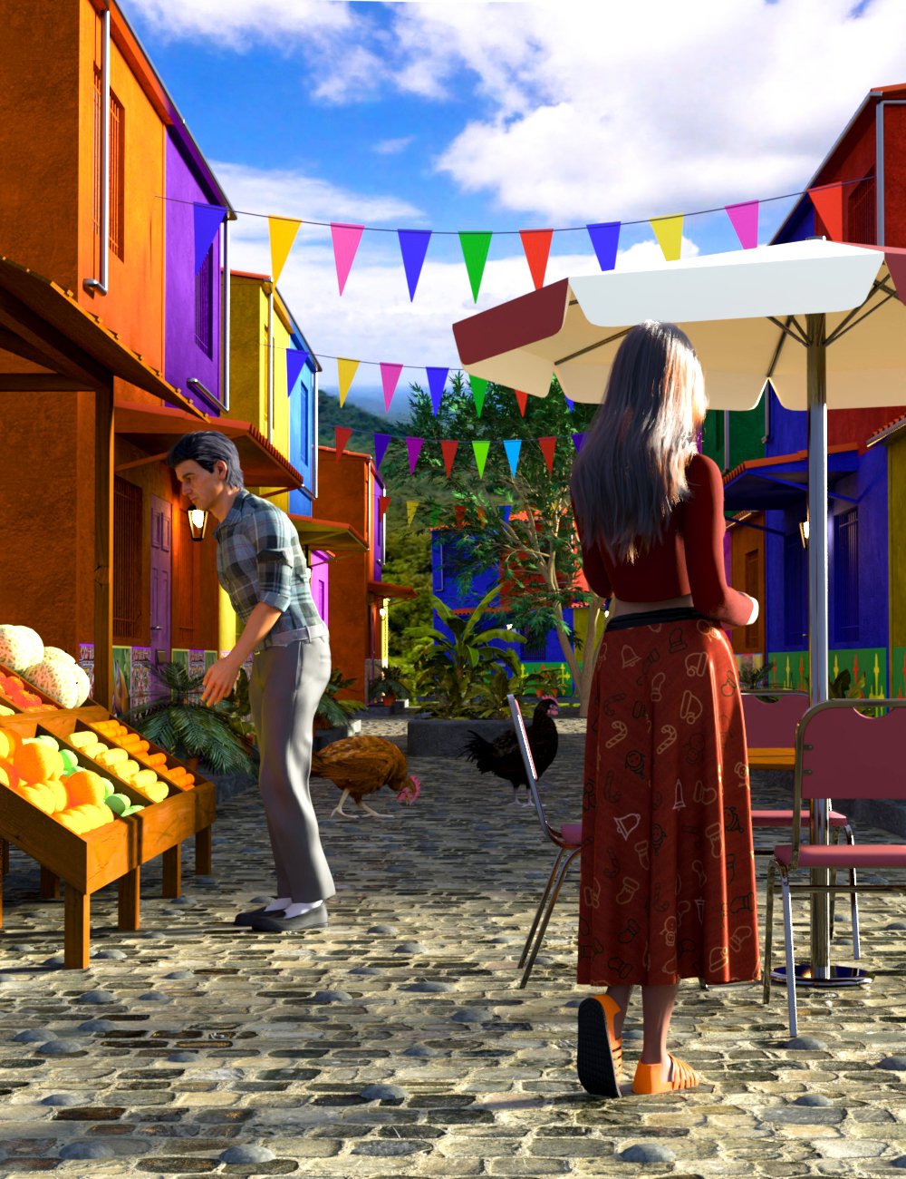 AP Modular South American Village Prop Set by: AcharyaPolina, 3D Models by Daz 3D