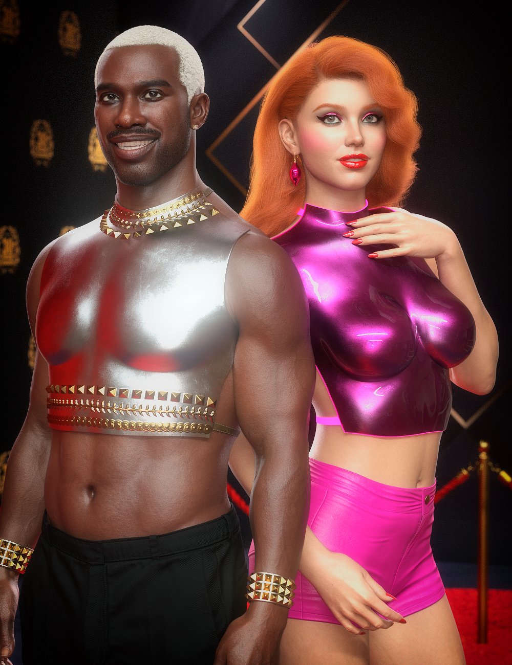 dForce Chestplate Couture for Genesis 9 by: Silas3D, 3D Models by Daz 3D