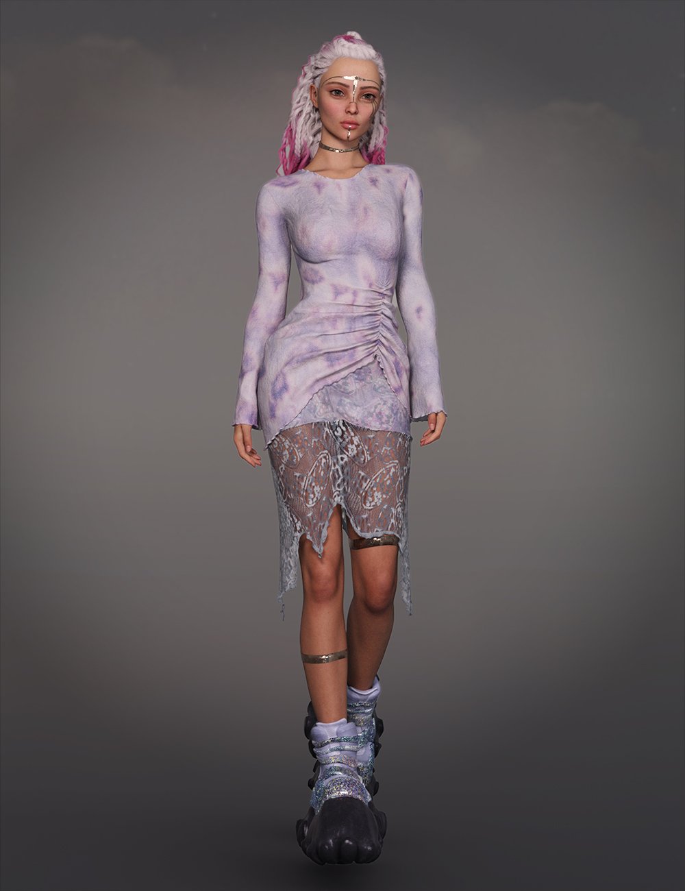 dForce Summer Code Outfit for Genesis 9 by: Chrryt, 3D Models by Daz 3D