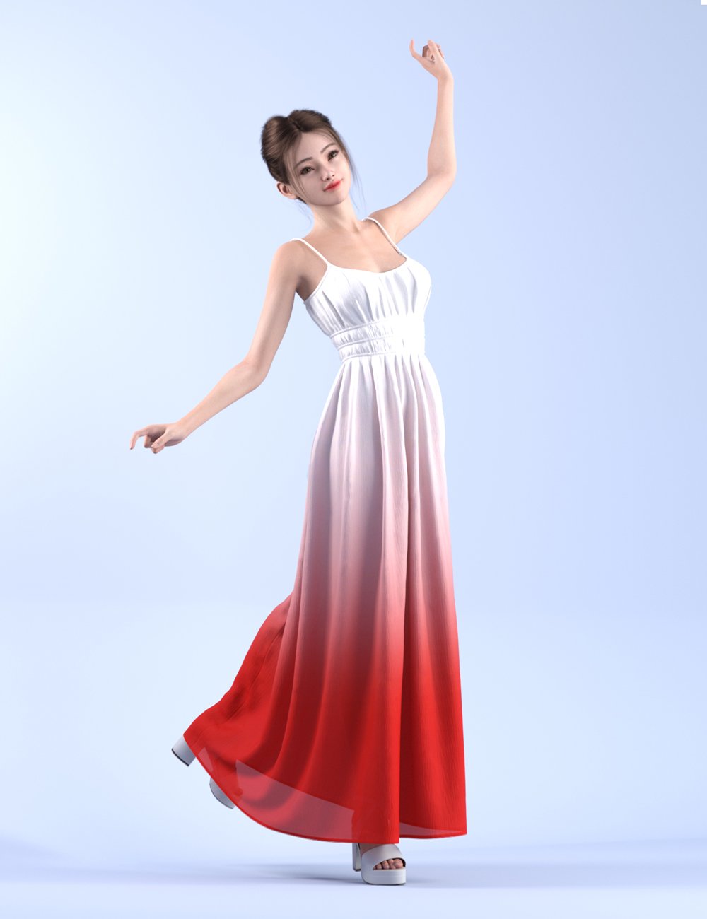 dForce HnC25 Slip Detail Dress Outfit for Genesis 9 by: IH Kang, 3D Models by Daz 3D