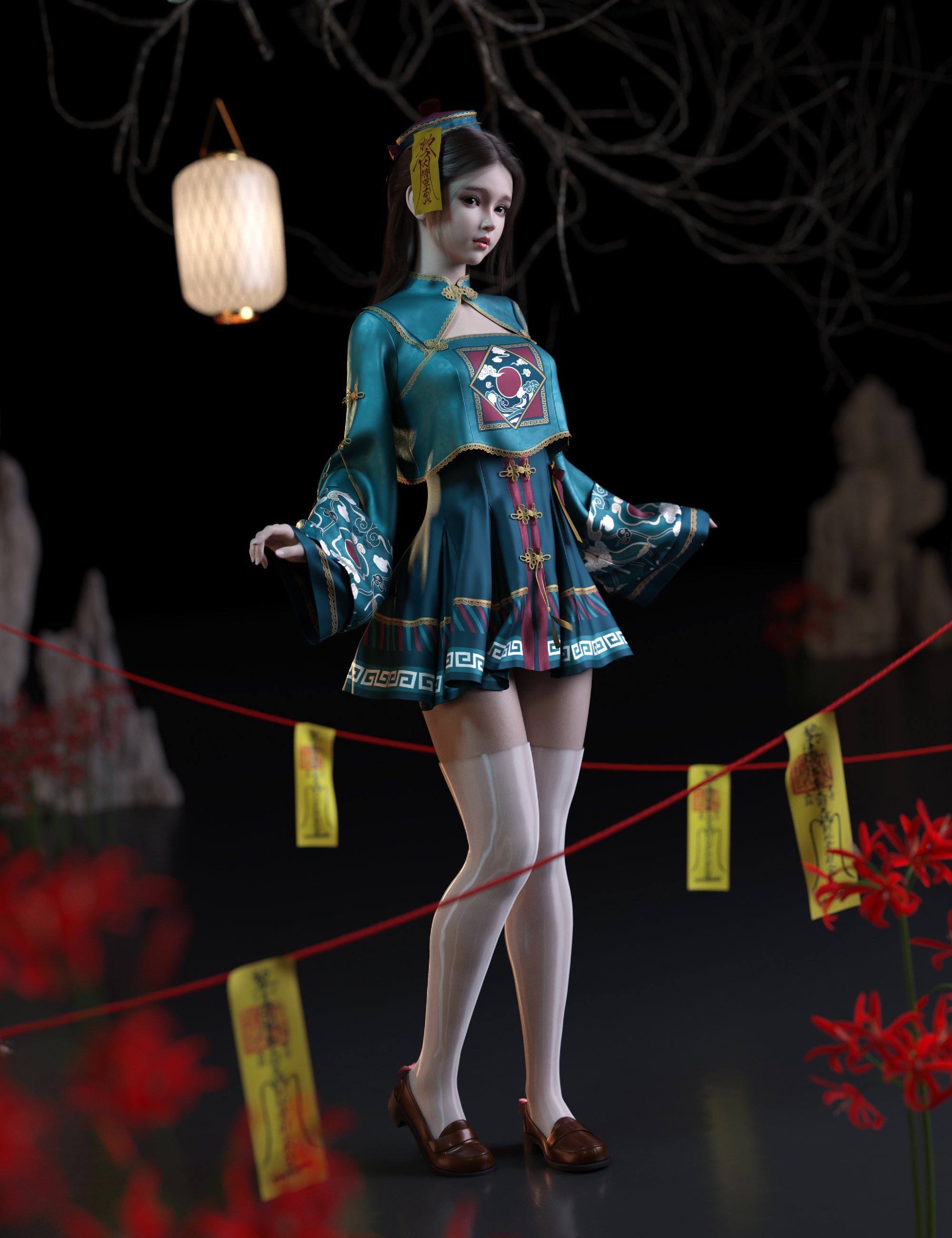 dForce MKTG Cute Zombie Outfit for Genesis 9, 8.1 and 8 Female by: MoonK-TG, 3D Models by Daz 3D