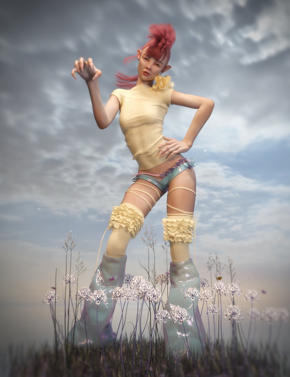 dForce Pyrika Outfit for Genesis 9 by: Chrryt, 3D Models by Daz 3D