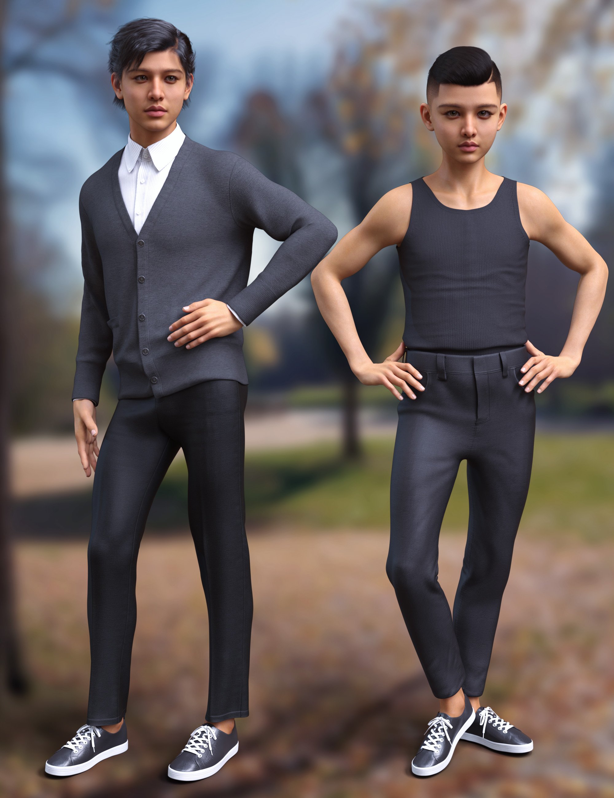 Vo Kimi Male and Young Kimi Male HD Masculine for Genesis 9 by: VOOTW, 3D Models by Daz 3D