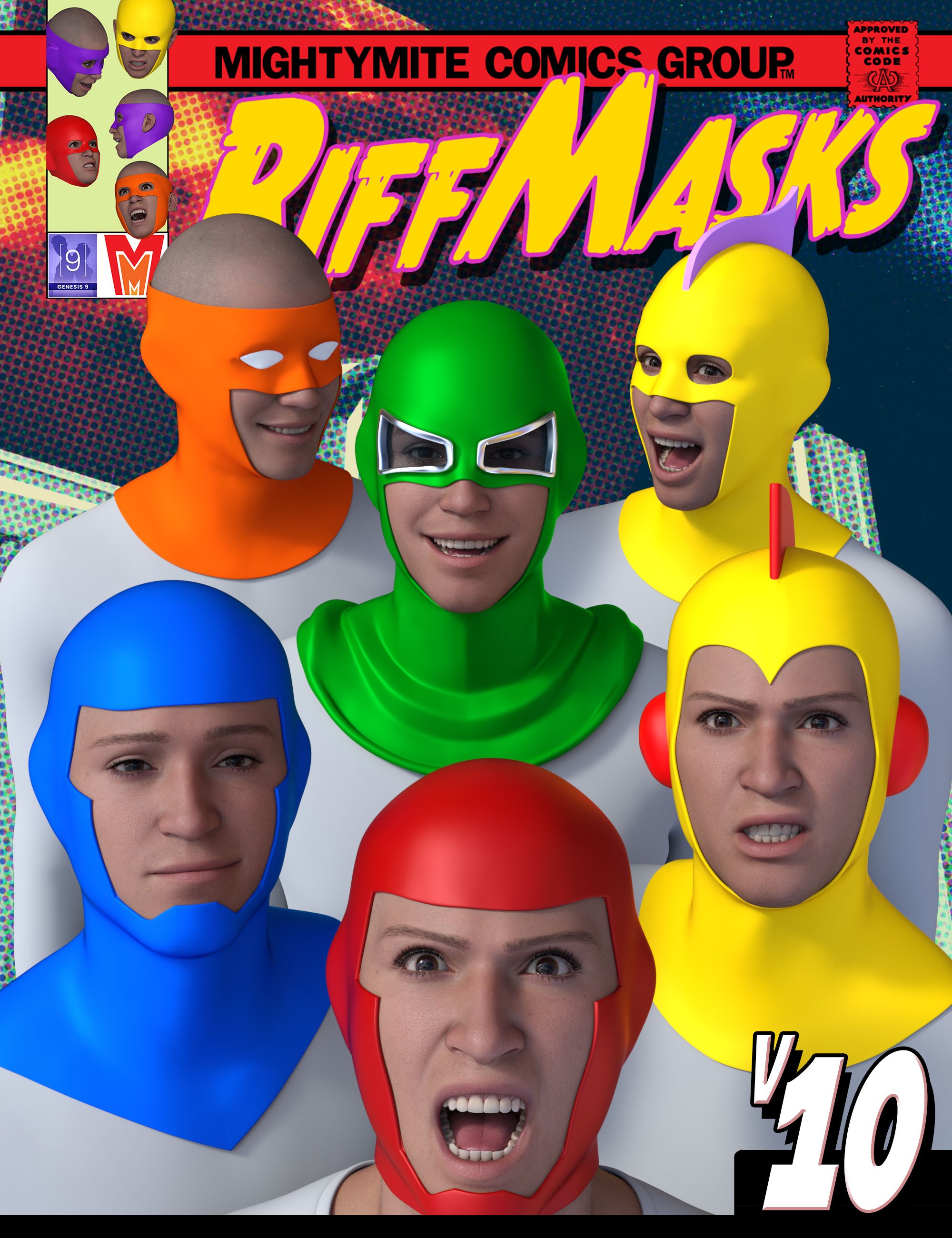 Riffmasks v010 MMKBGenesis 9 by: MightyMite, 3D Models by Daz 3D
