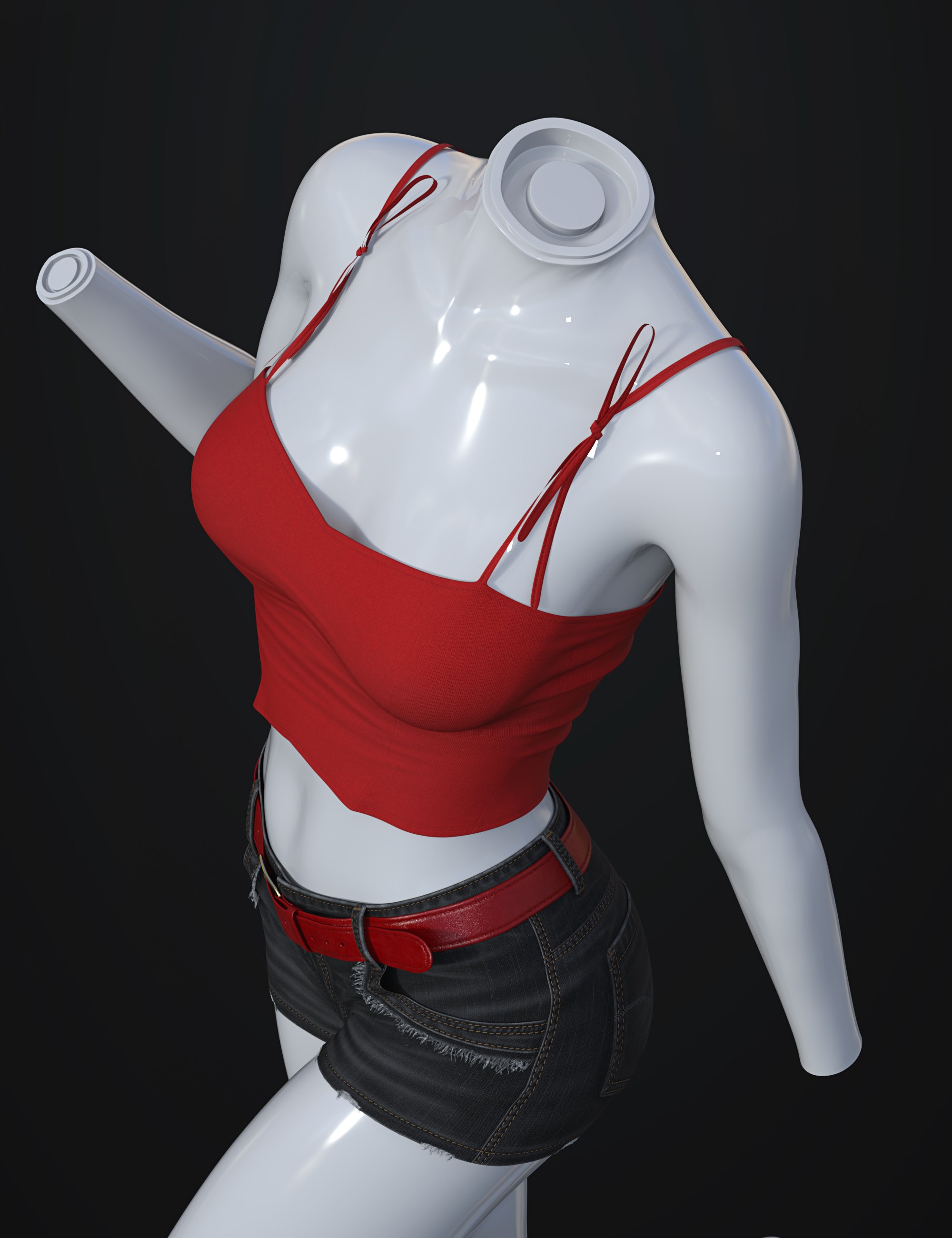 dForce SU Fashion Vest Jeans Suit for Genesis 9, 8.1, and 8 Female by: Sue Yee, 3D Models by Daz 3D