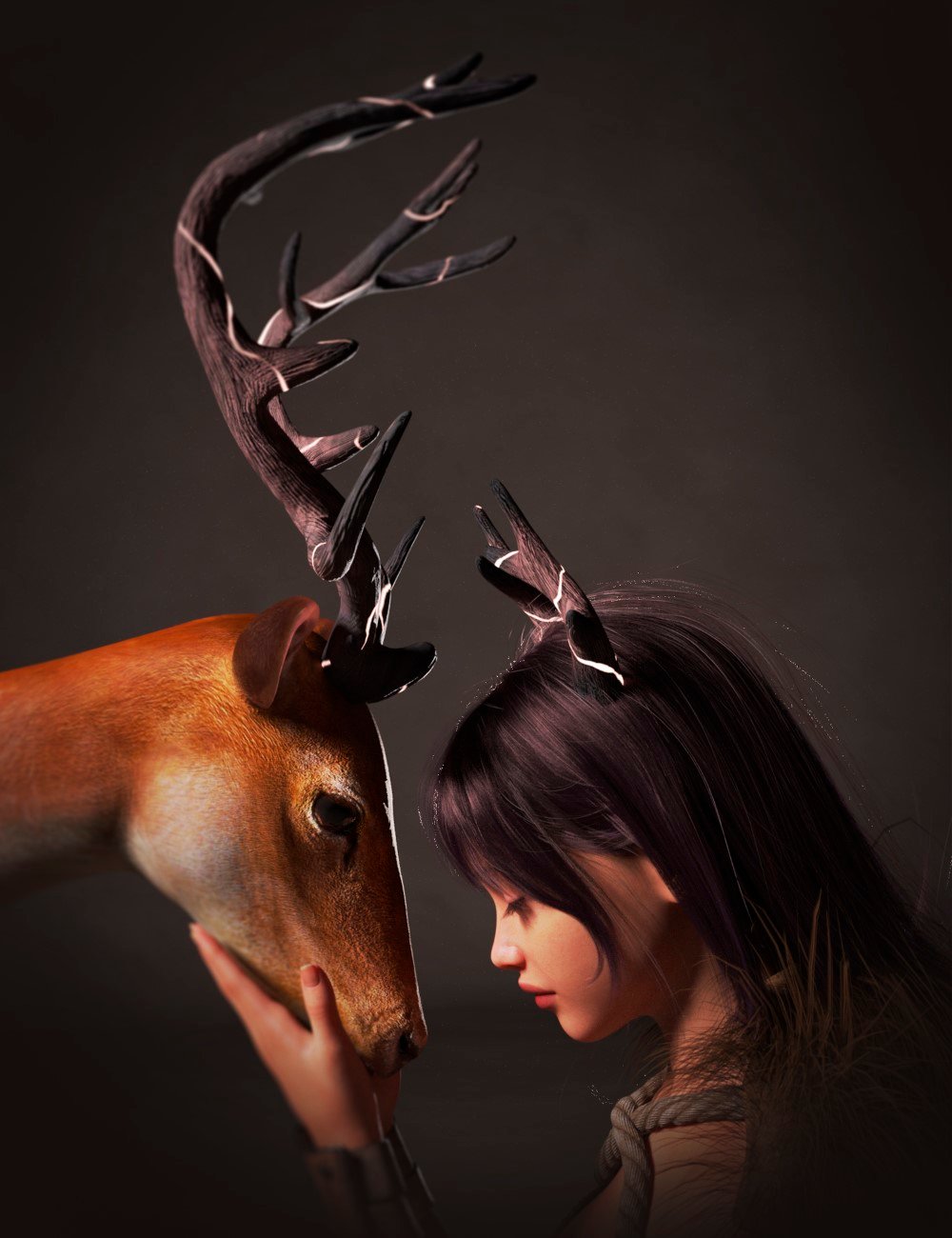 M3D Cervid Horns for Genesis 9 and Horse 3 by: Matari3D, 3D Models by Daz 3D