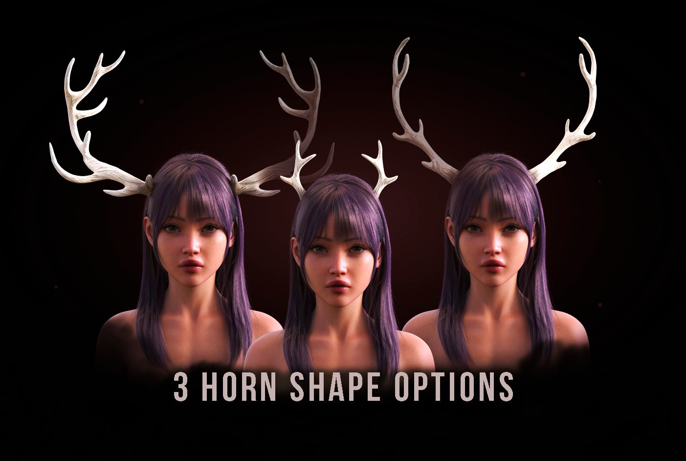 M3D Cervid Horns for Genesis 9 and Horse 3